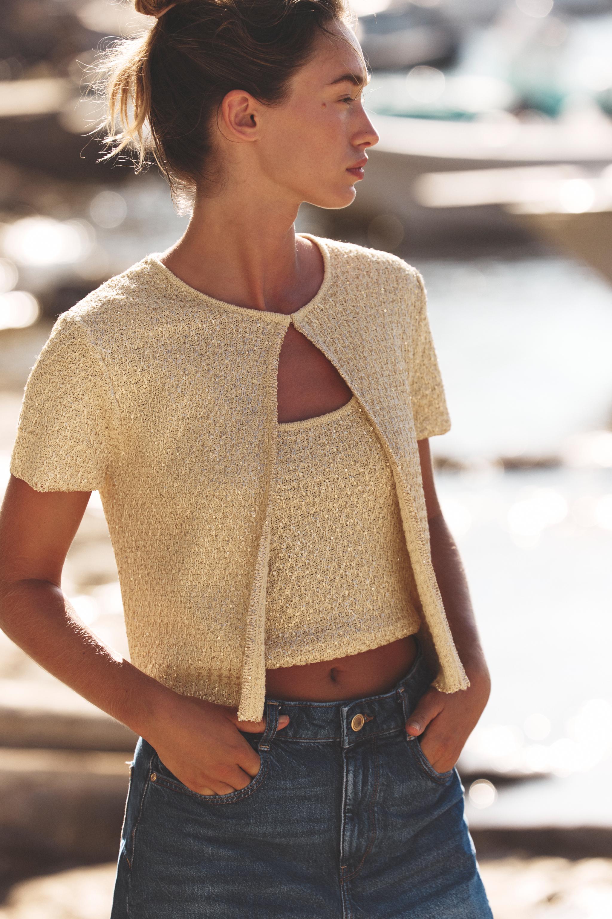 SEQUIN KNIT CARDIGAN