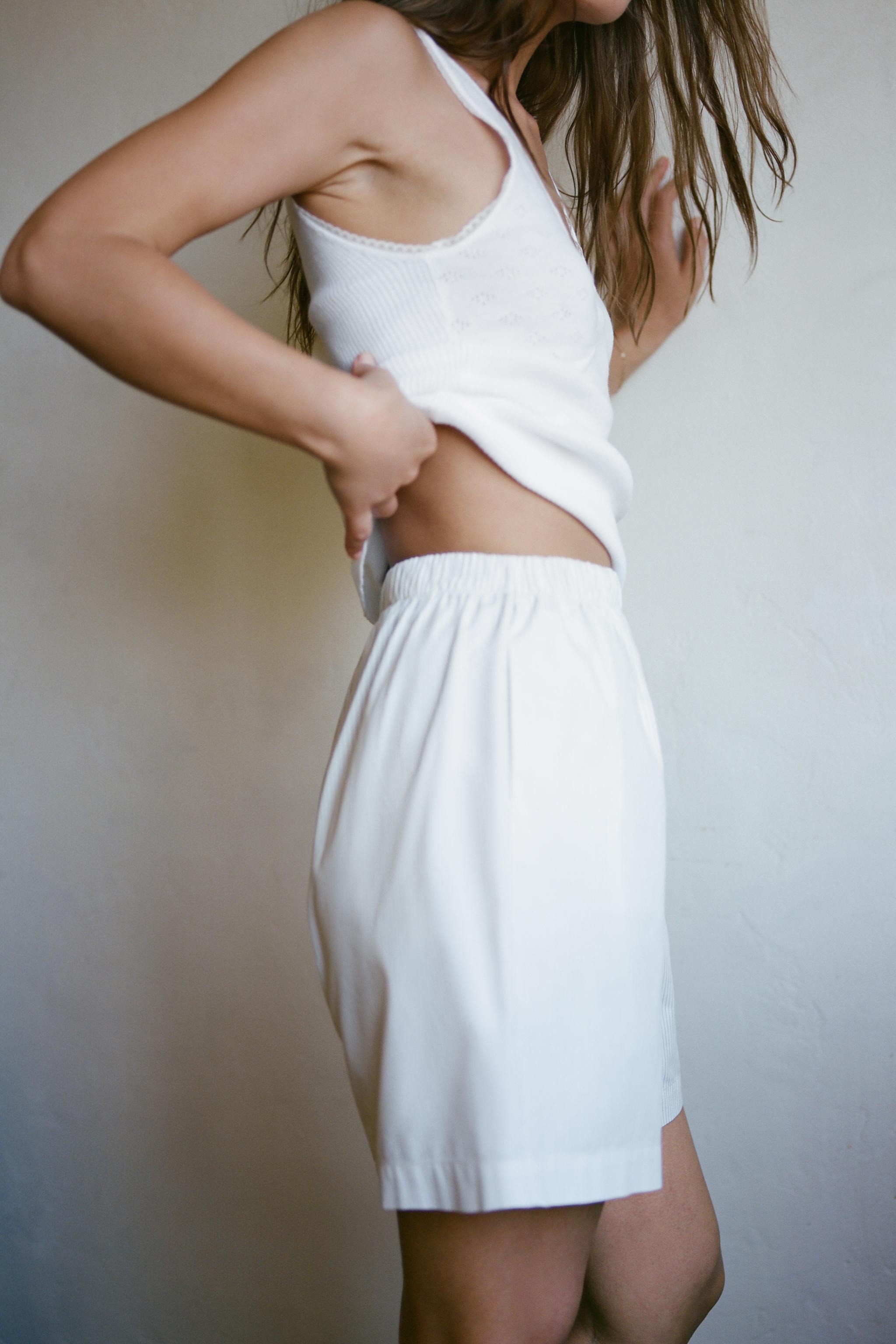 STRIPED POPLIN BERMUDA SHORTS