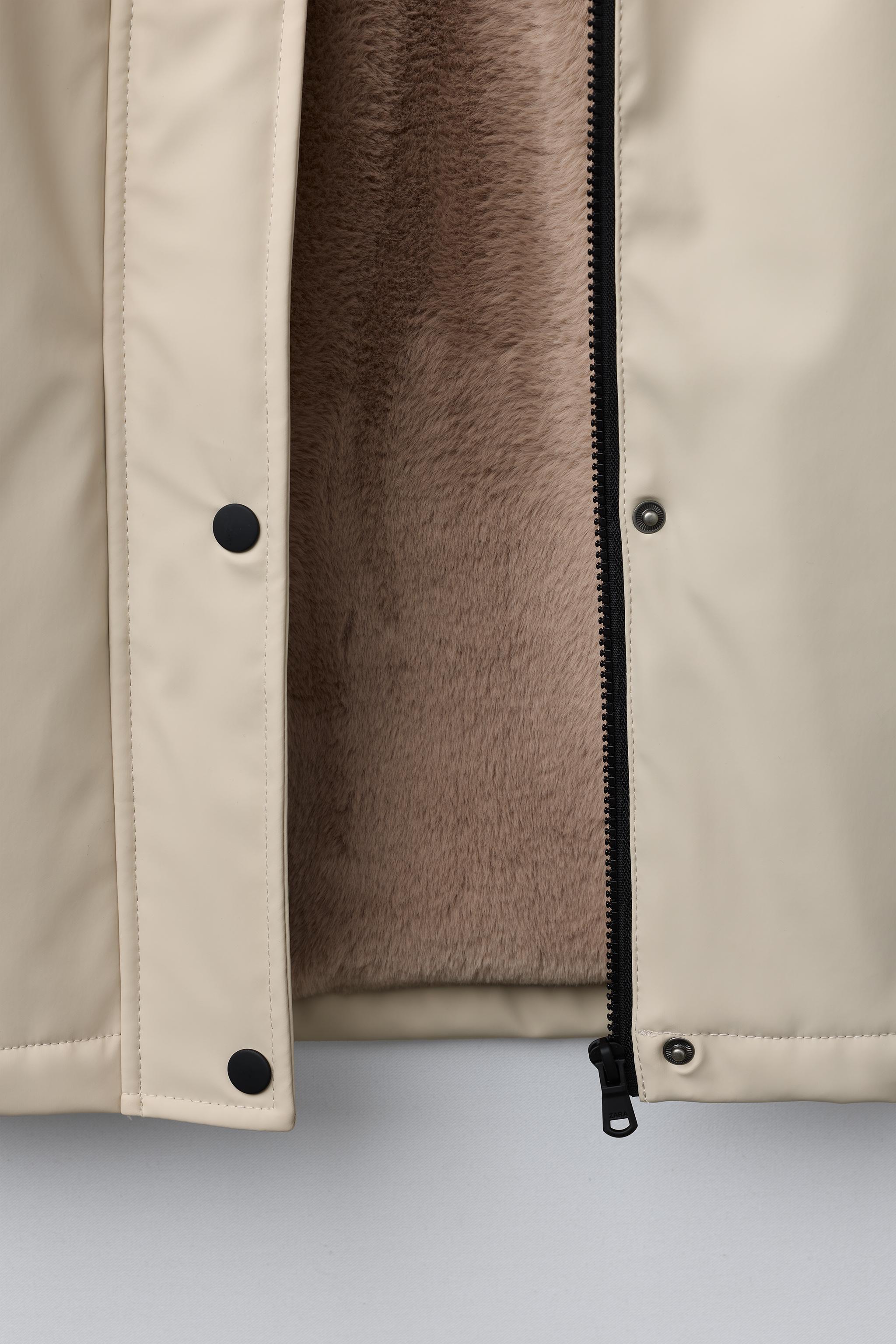 WATER REPELLENT FAUX FUR LINED RUBBERIZED JACKET