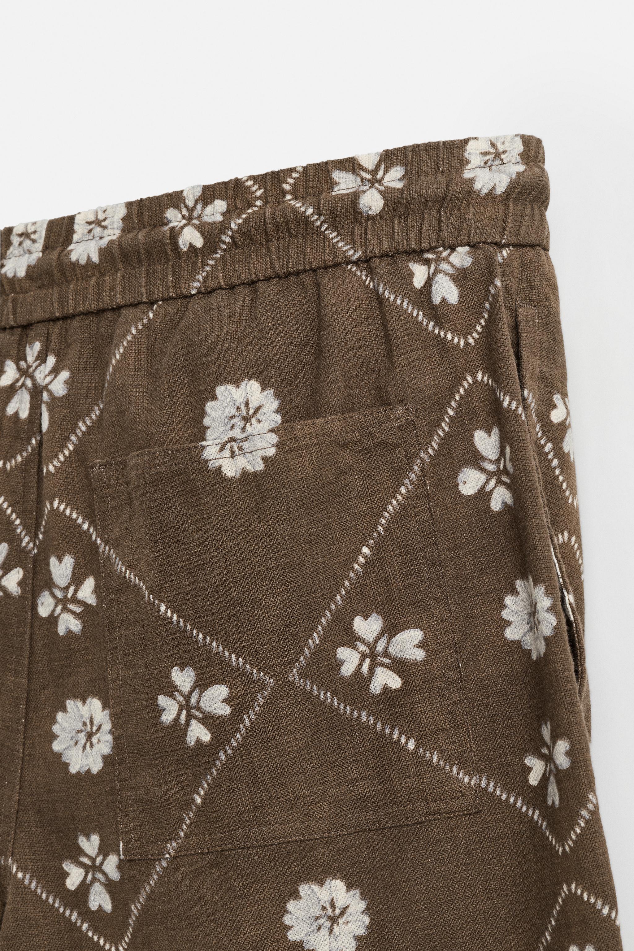 CONTRAST PRINT BERMUDA SHORTS