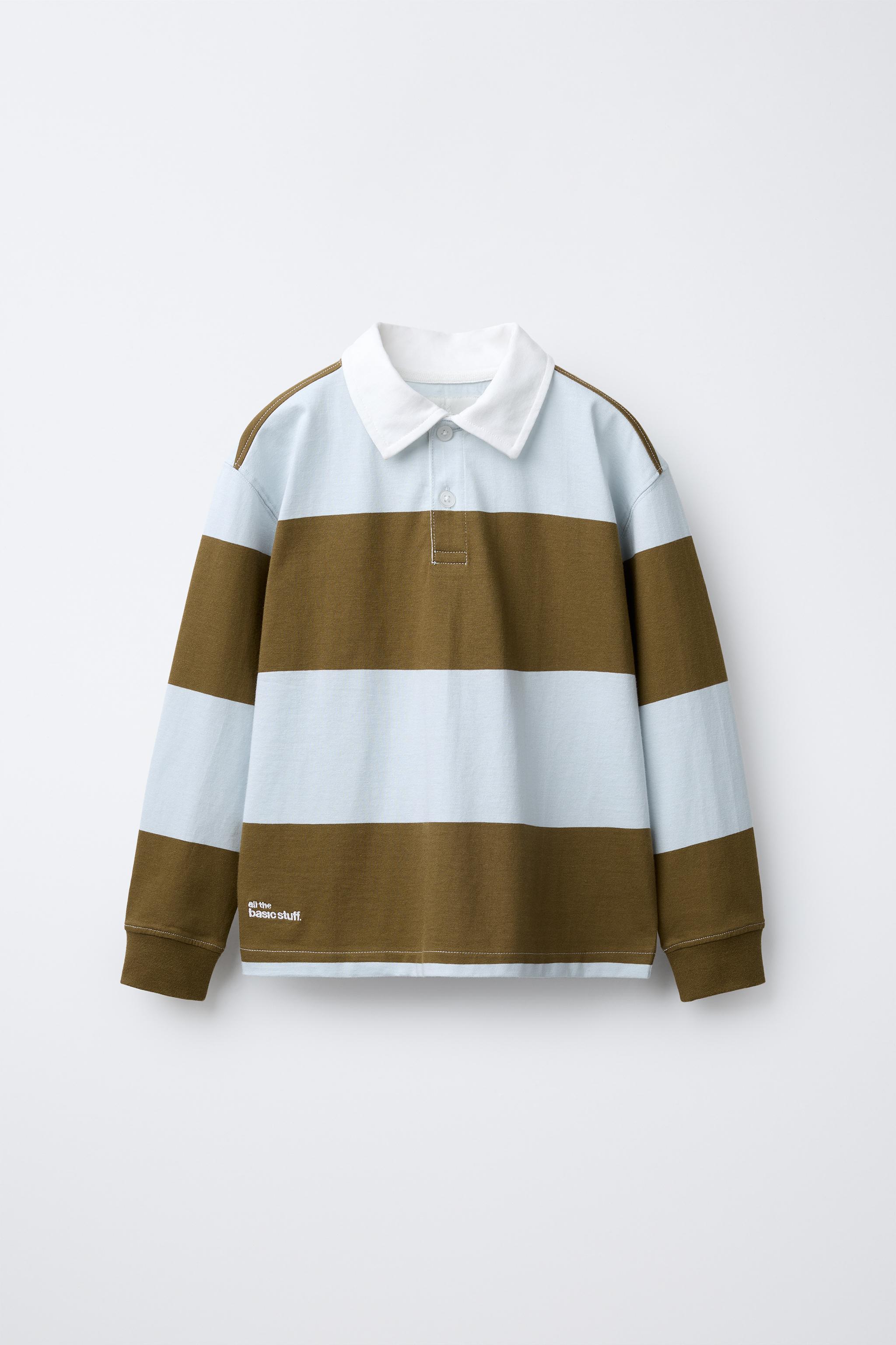STRIPED POLO SHIRT WITH EMBROIDERED TEXT