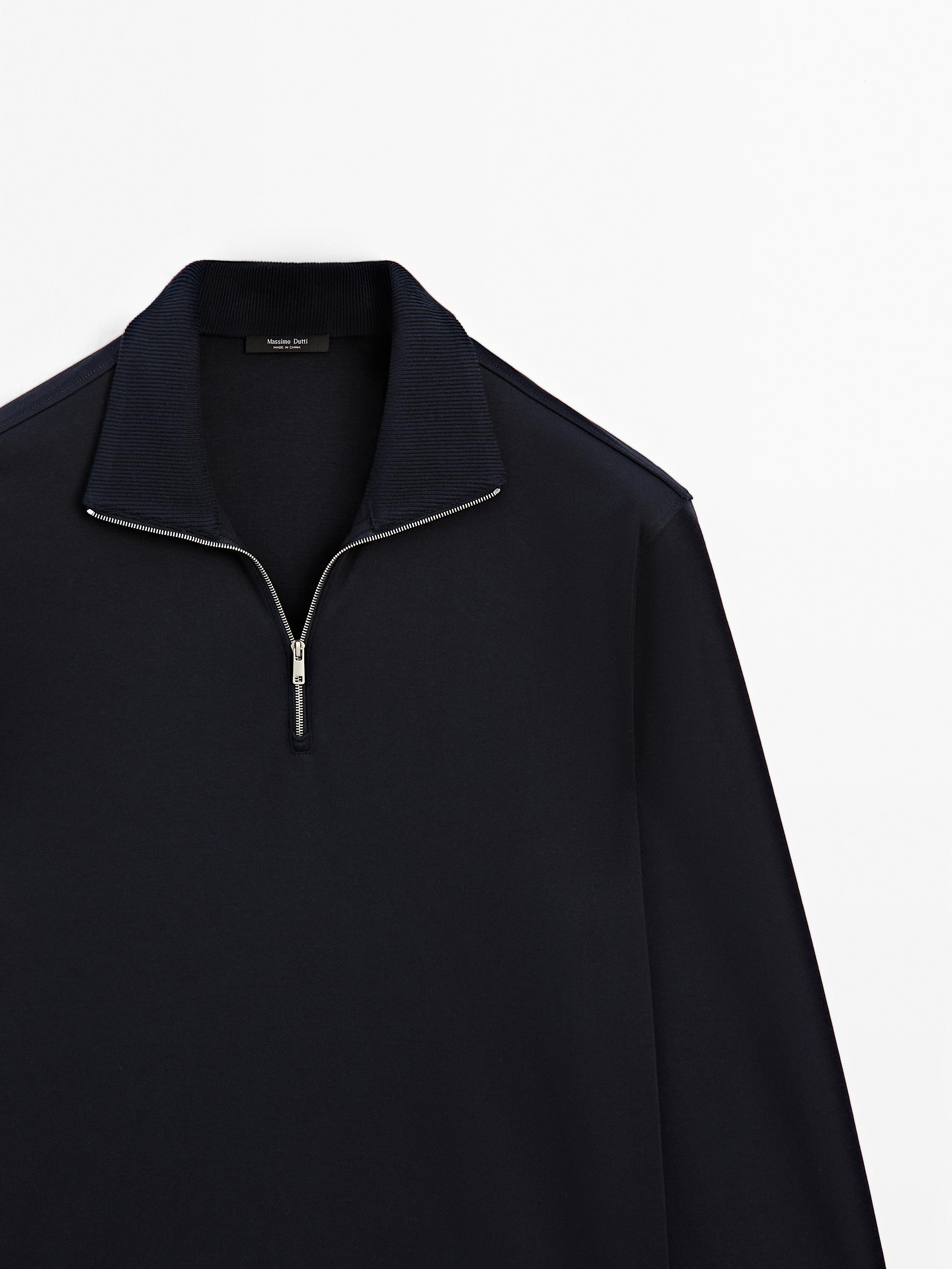 Mock neck quarter zip polo shirt