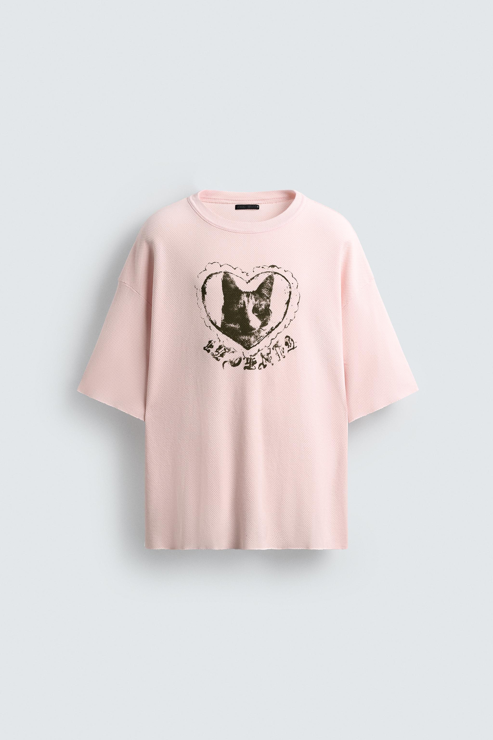 CONTRAST PRINT KNIT T-SHIRT