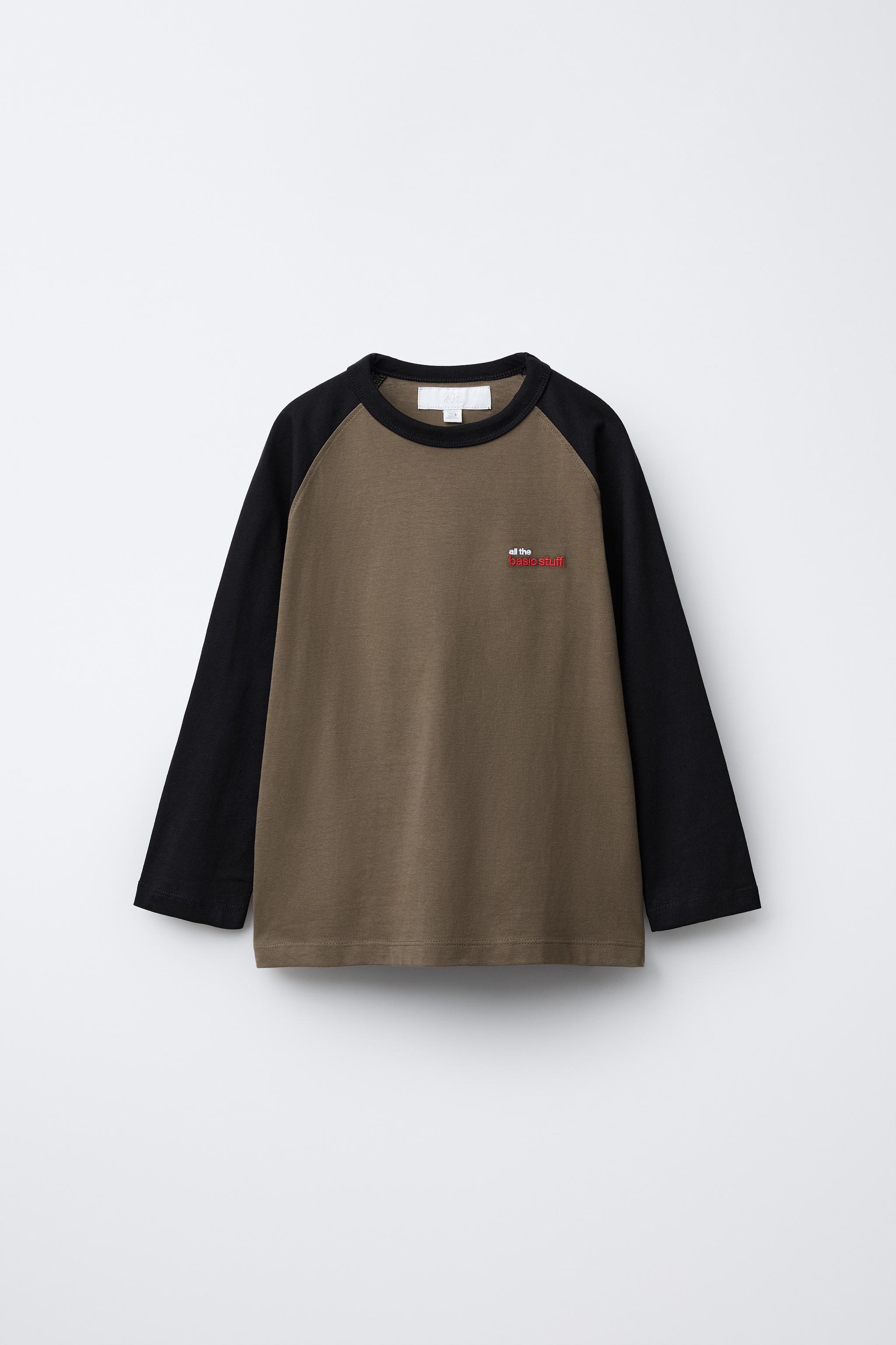 RAGLAN SLEEVE T-SHIRT WITH EMBROIDERED TEXT