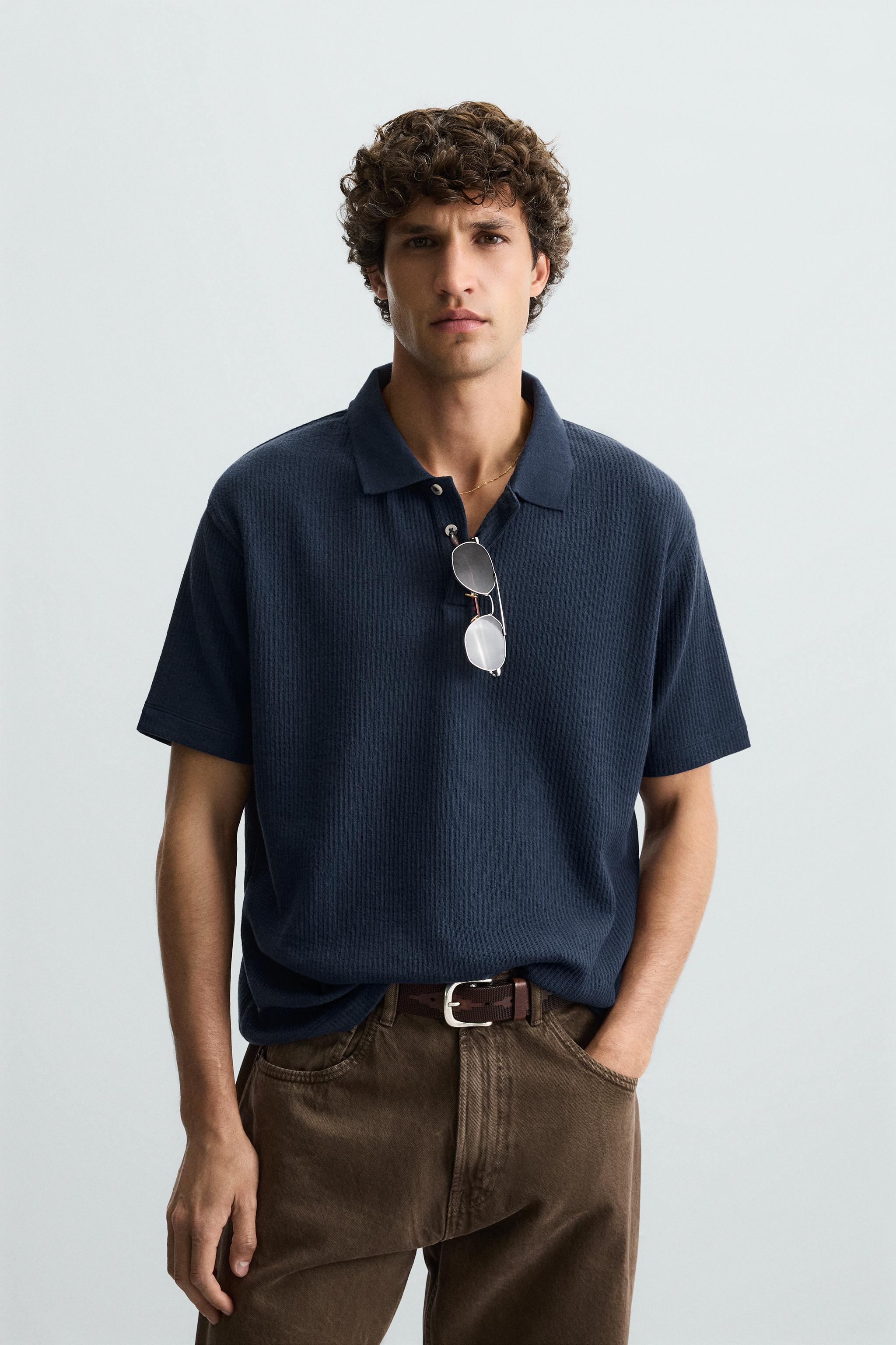 VERTICAL TEXTURED POLO SHIRT