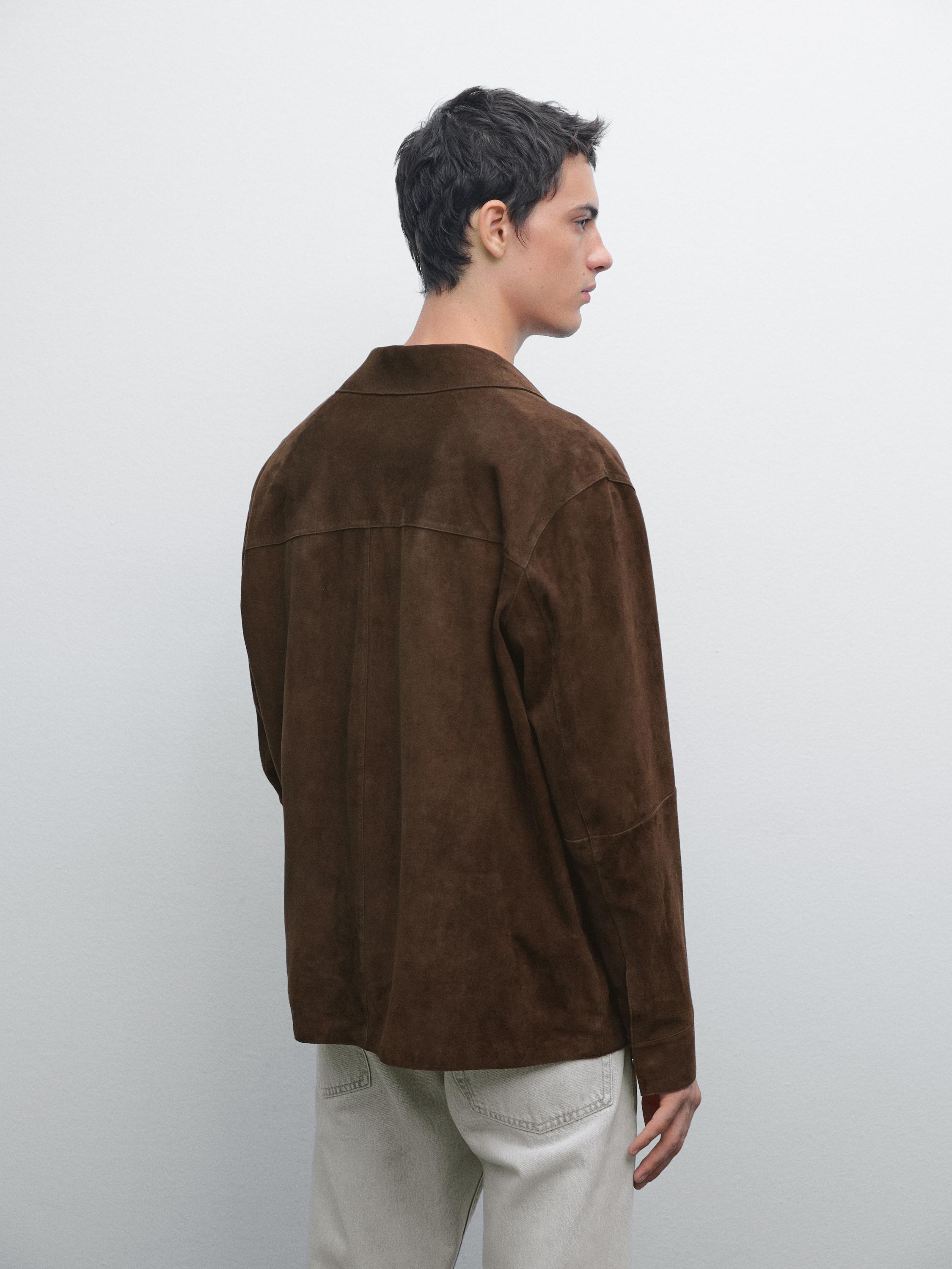 Lightweight suede leather overshirt