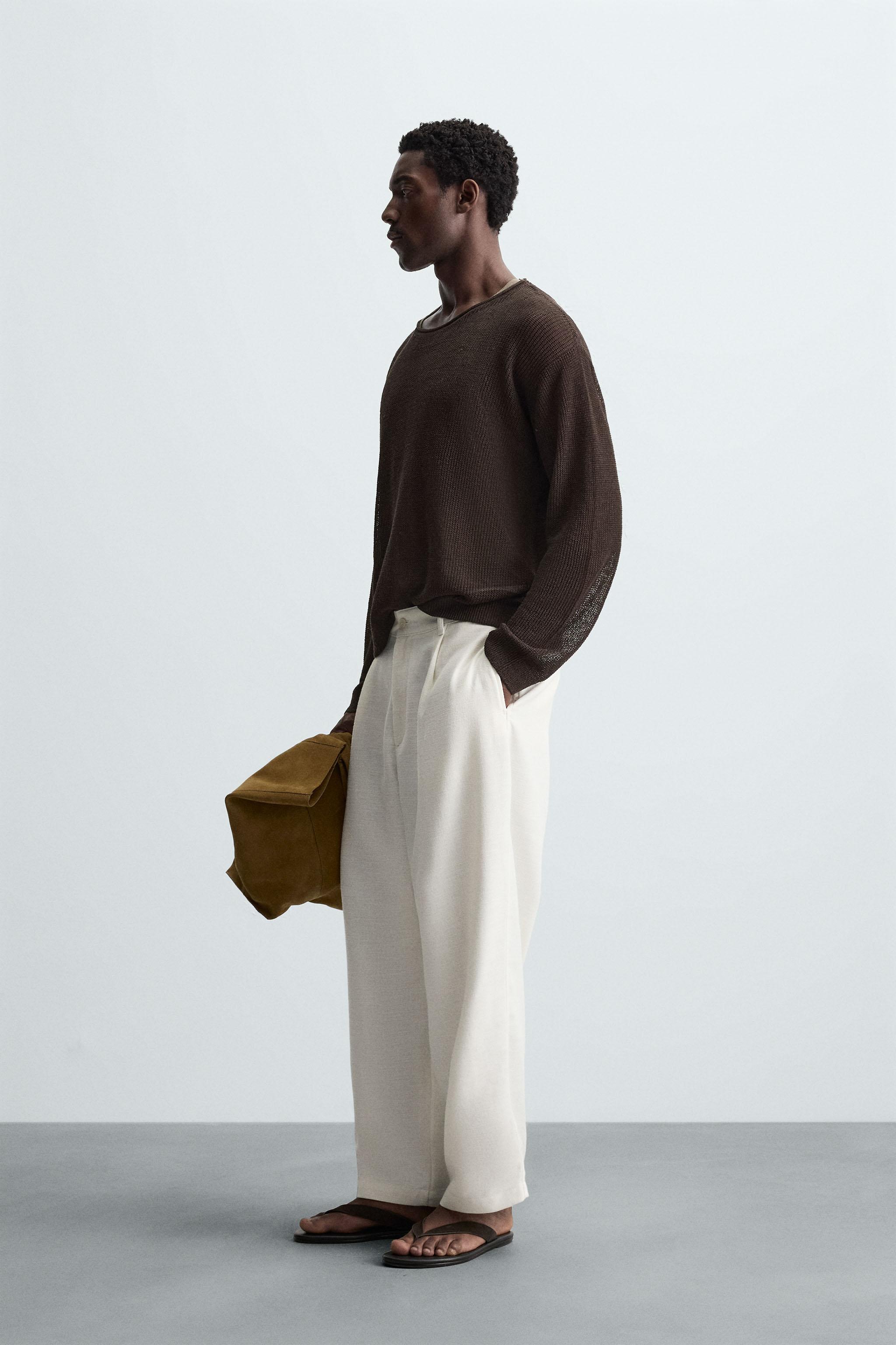 LINEN BLEND TEXTURED SWEATER