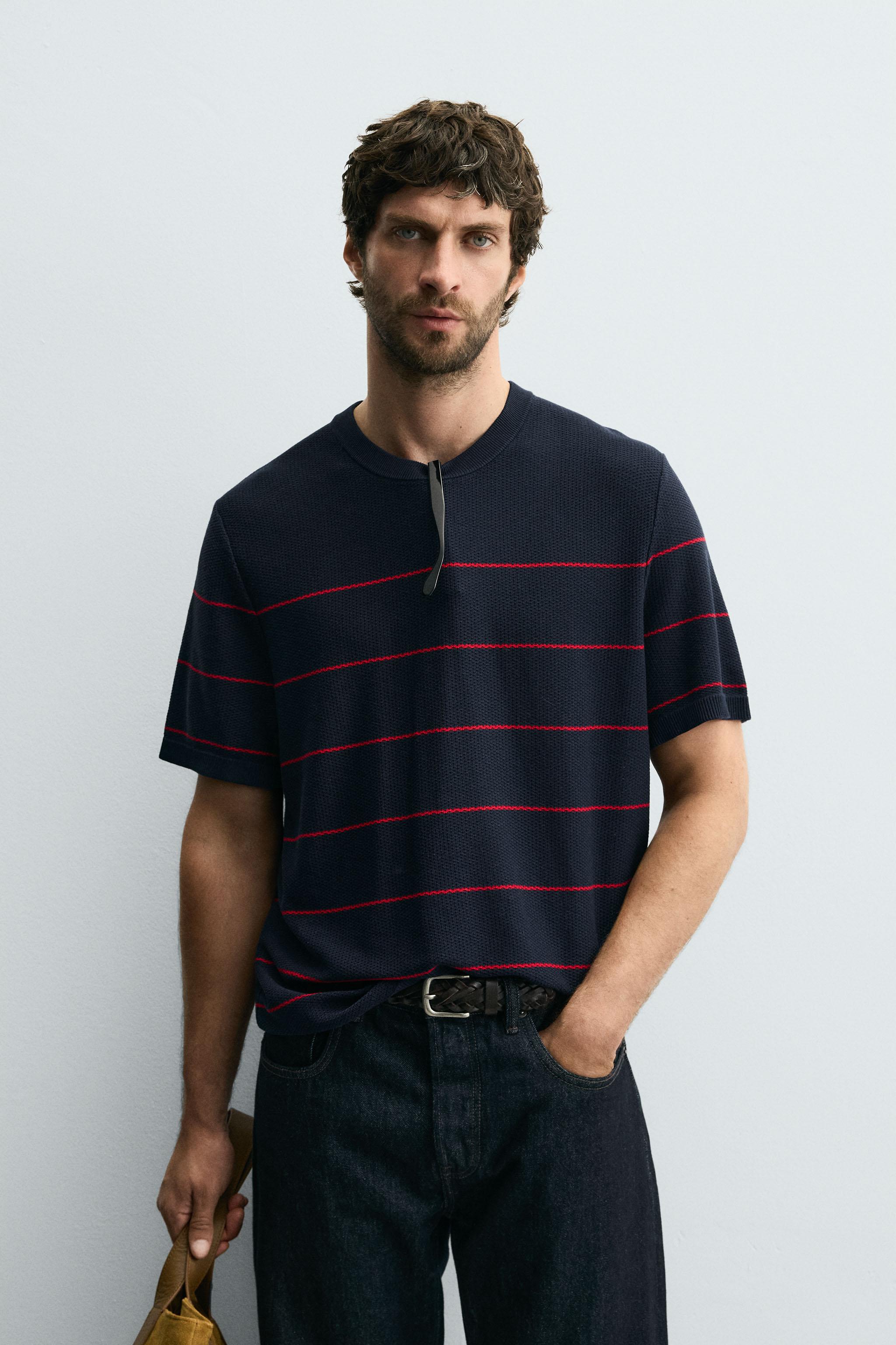 JACQUARD STRIPED KNIT T-SHIRT