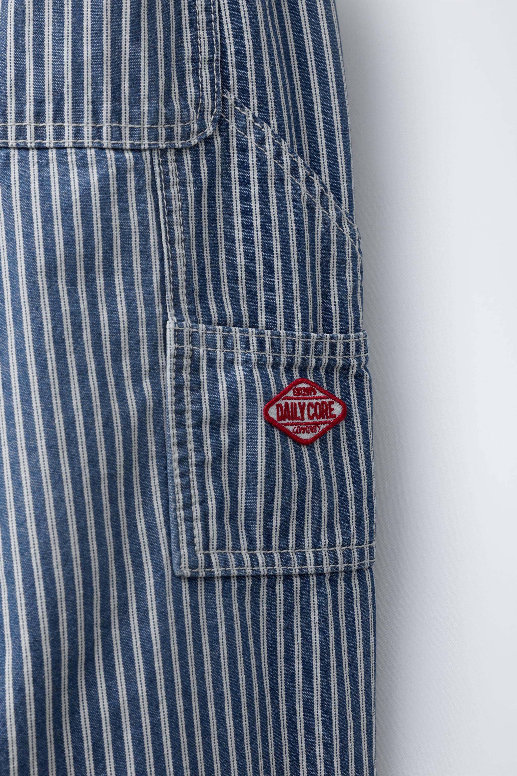 STRIPED BALLOON DENIM PANTS