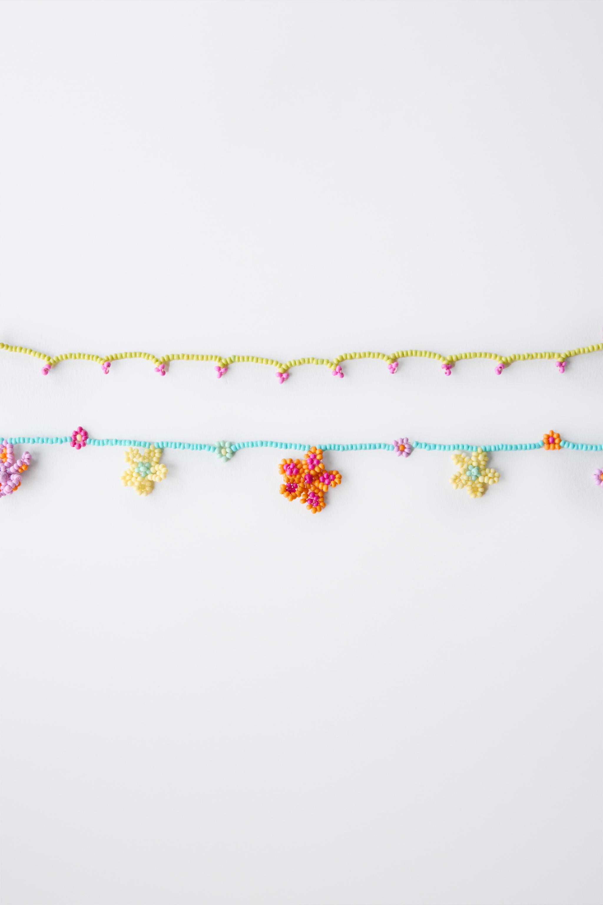 TWO-PACK OF BEADED FLOWER NECKLACES