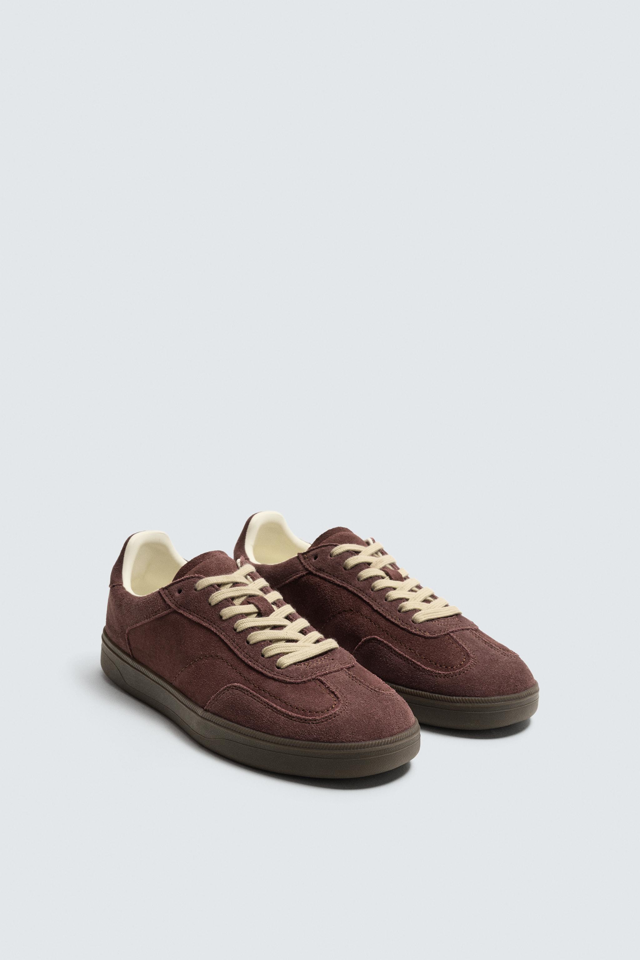 CONTRAST SOLE LEATHER SNEAKERS