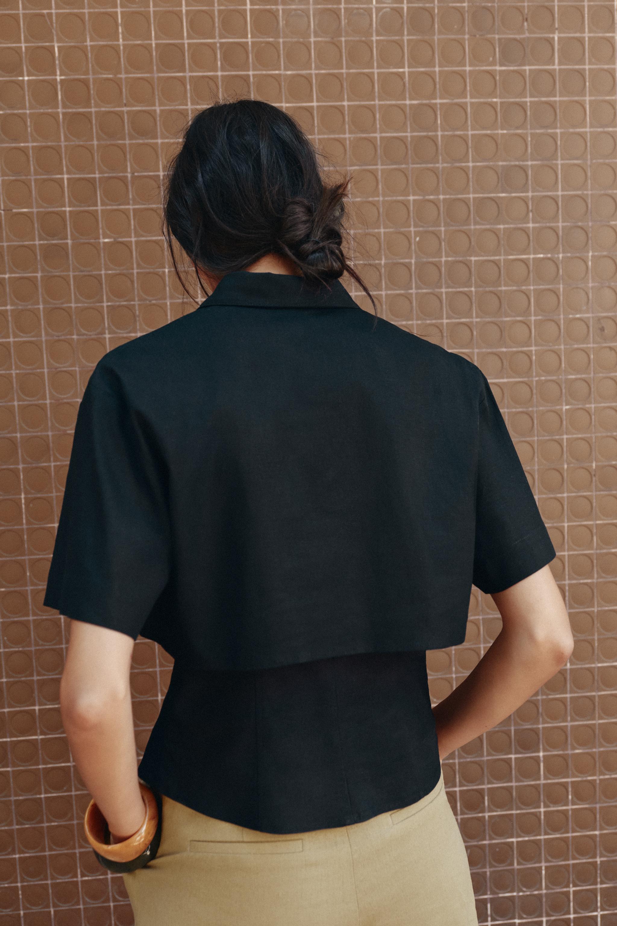 FITTED DOUBLE LAYER LINEN SHIRT