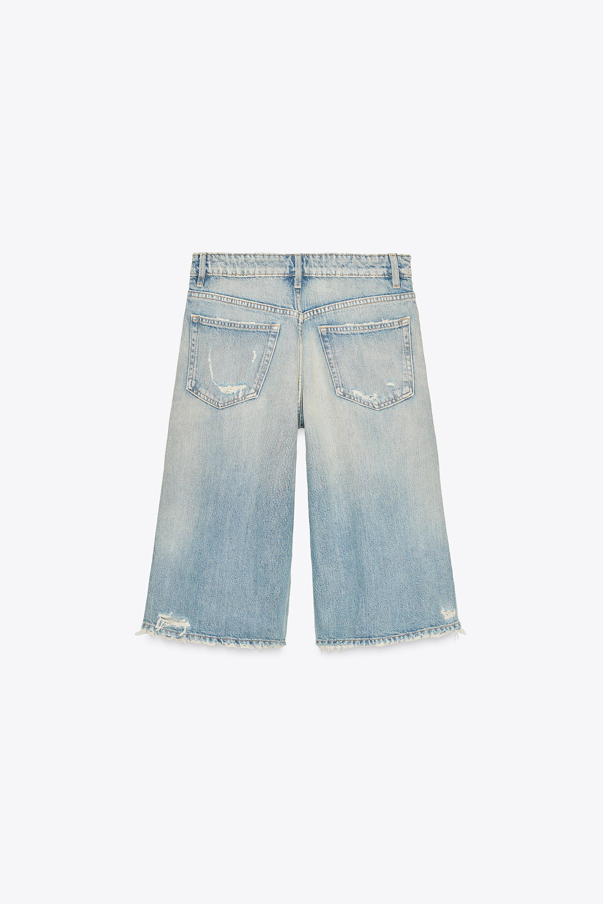 RIPPED TRF BAGGY DENIM JORTS