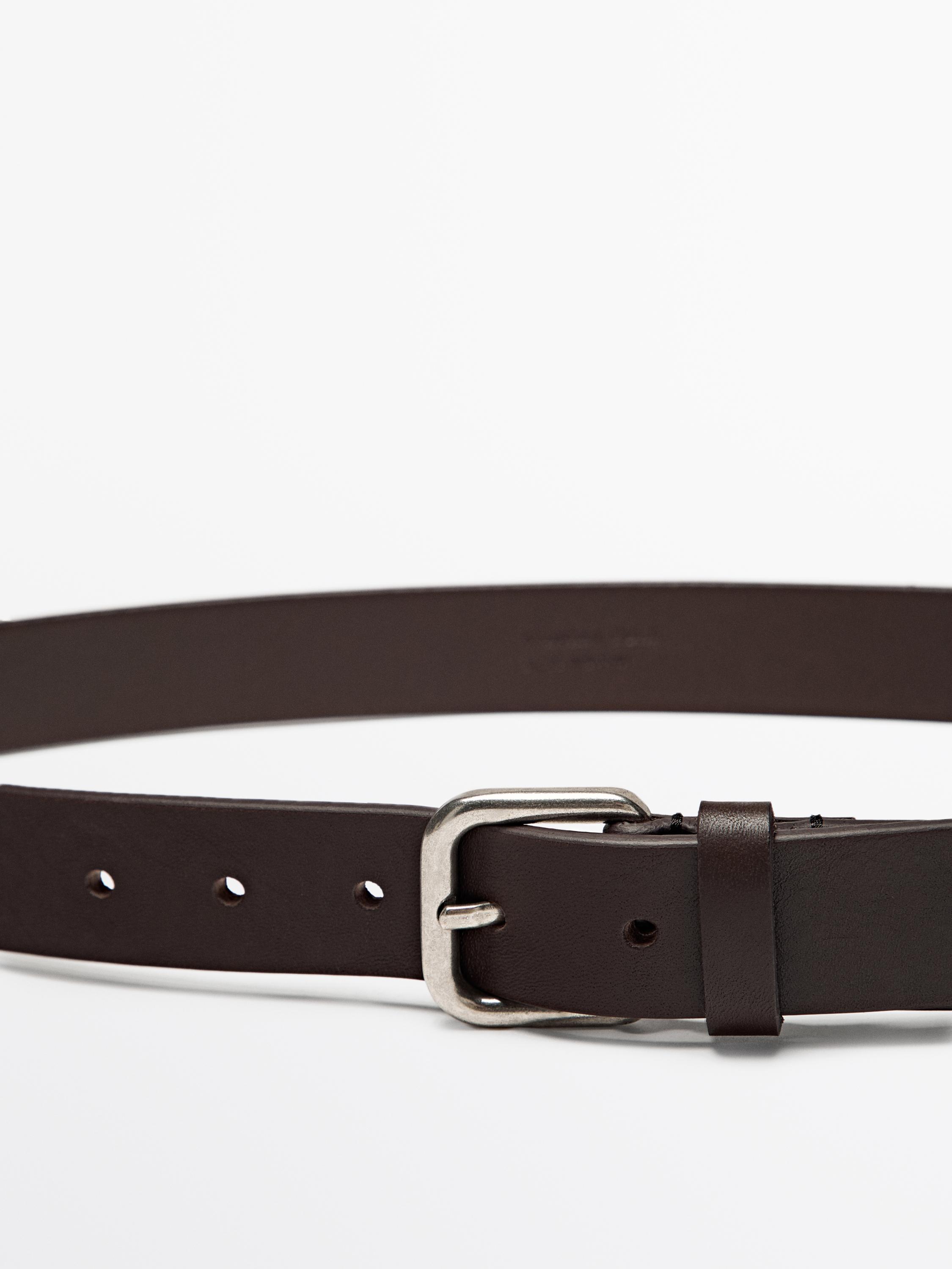 Nappa leather belt with square buckle
