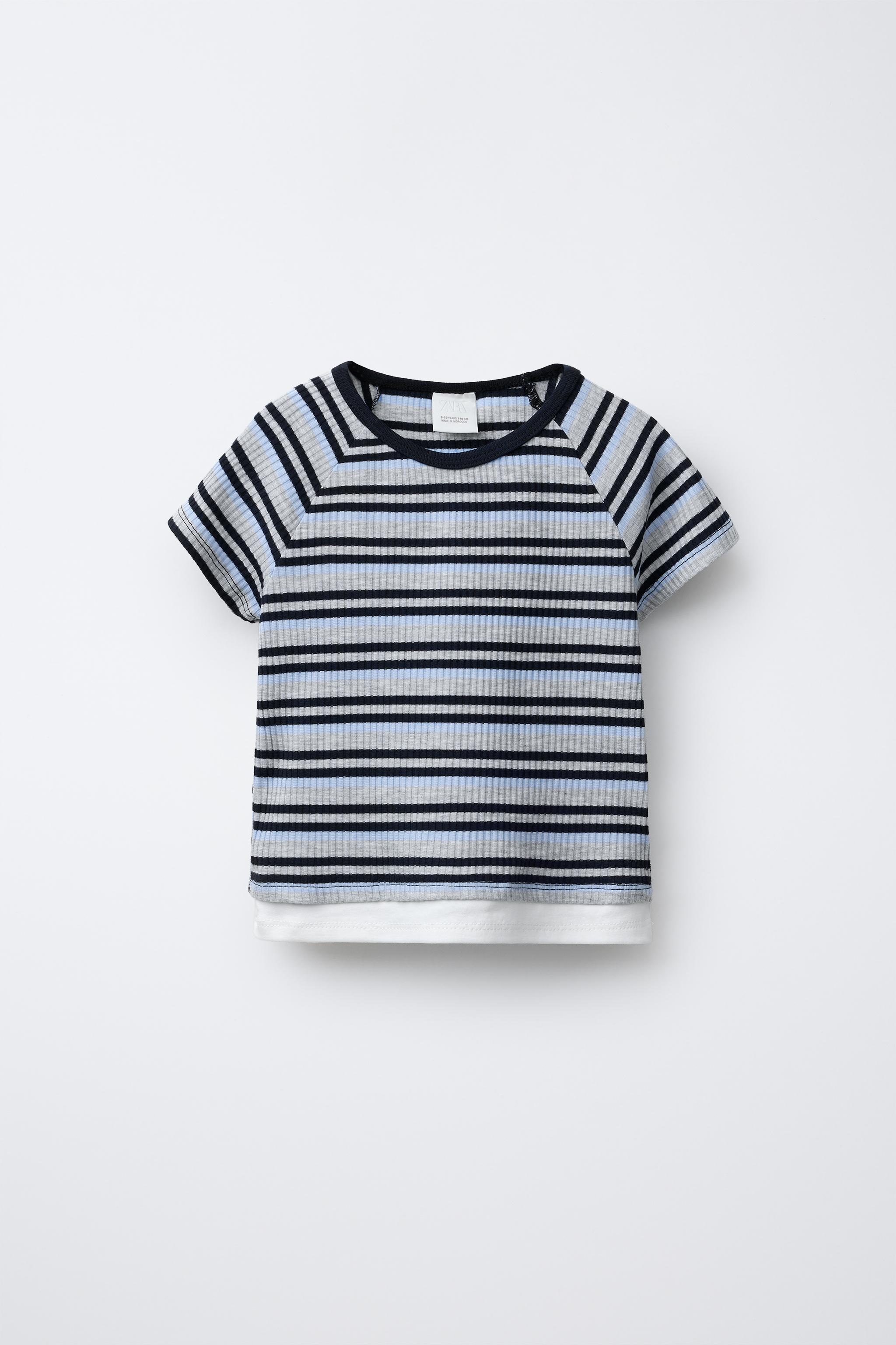 STRIPED DOUBLE HEM T-SHIRT