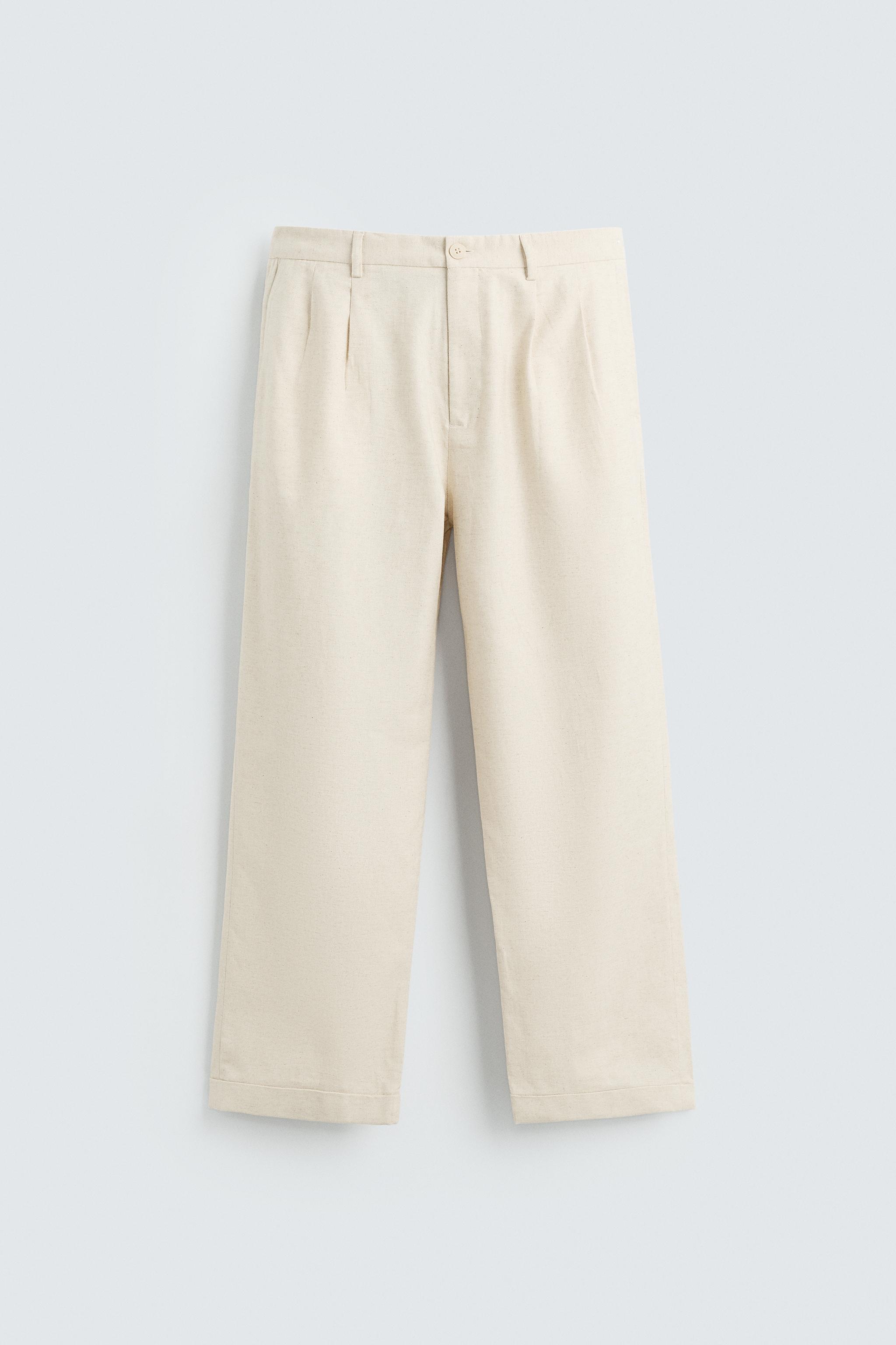 COTTON - LINEN PLEATED PANTS