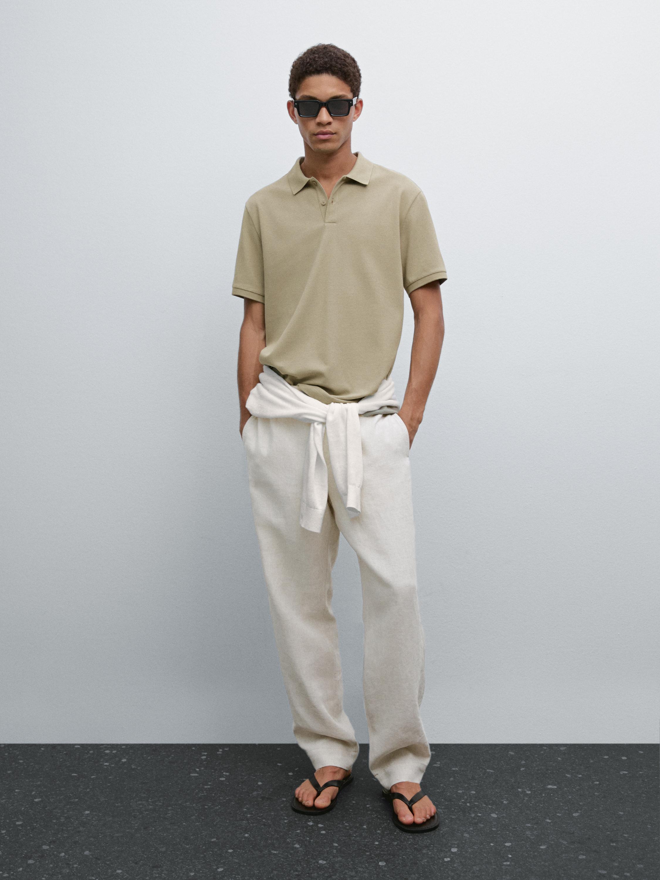 Micro textured piqué cotton polo shirt