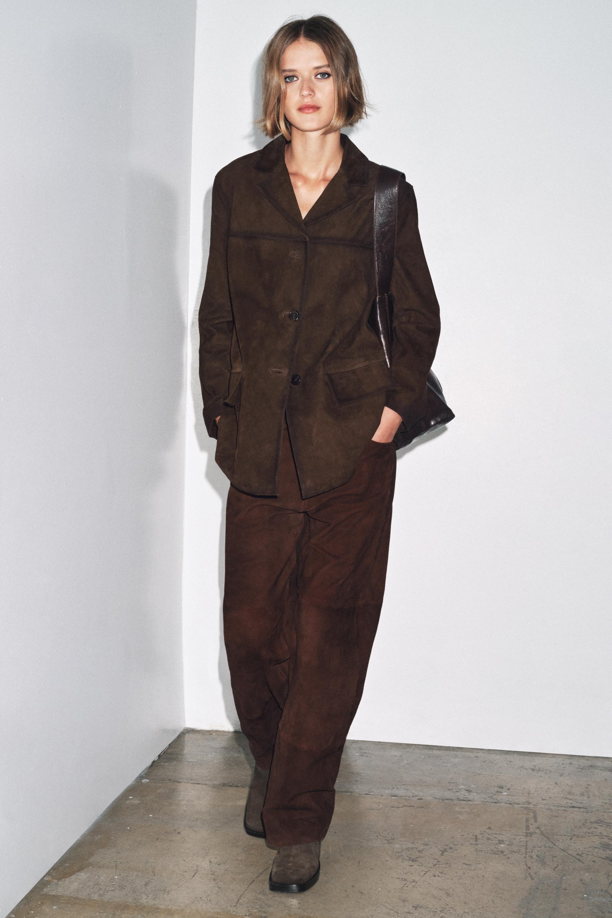 100% SUEDE LEATHER BLAZER ZW COLLECTION LIMITED EDITION