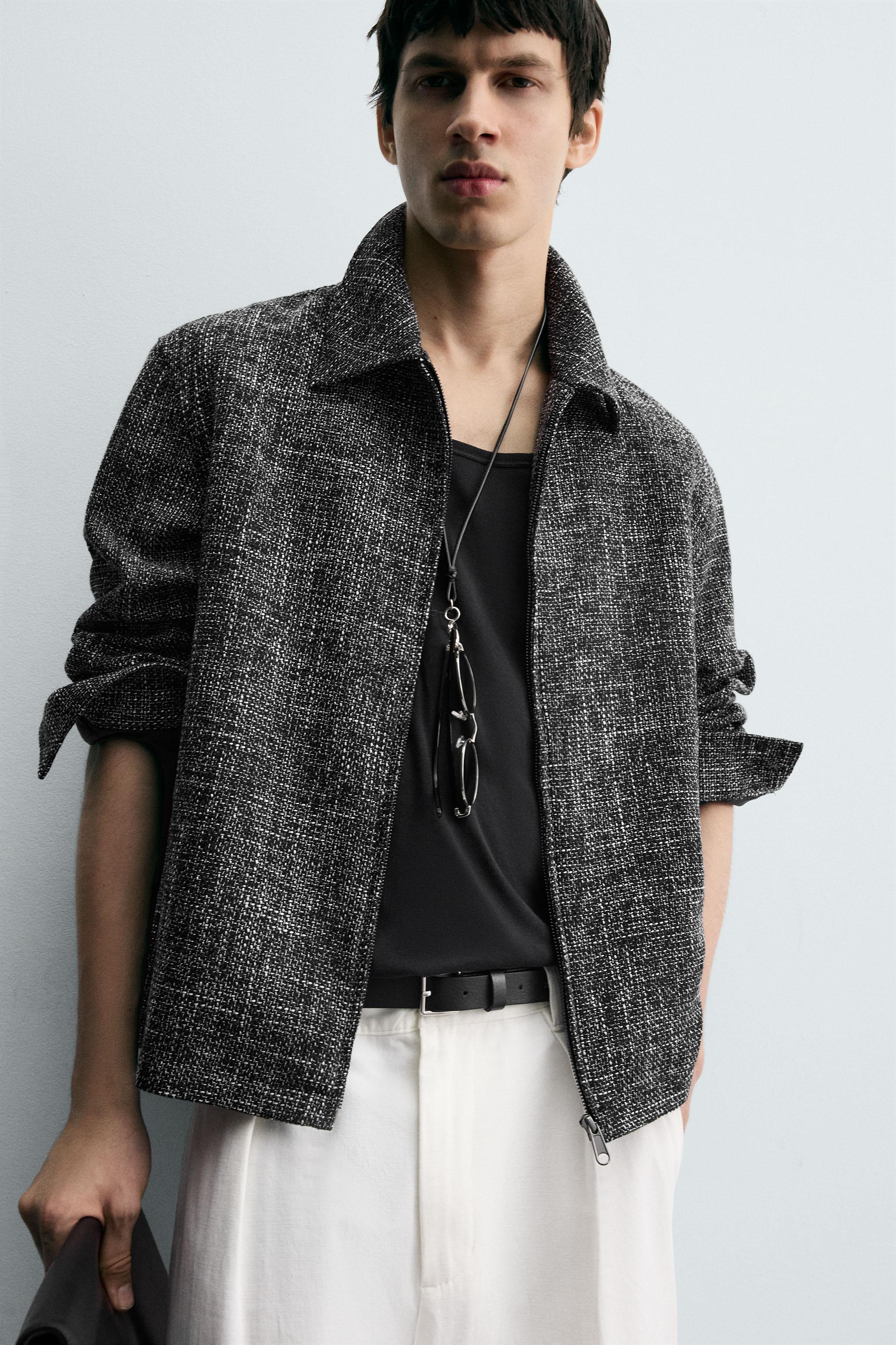 TEXTURED ZIP-UP OVERSHIRT