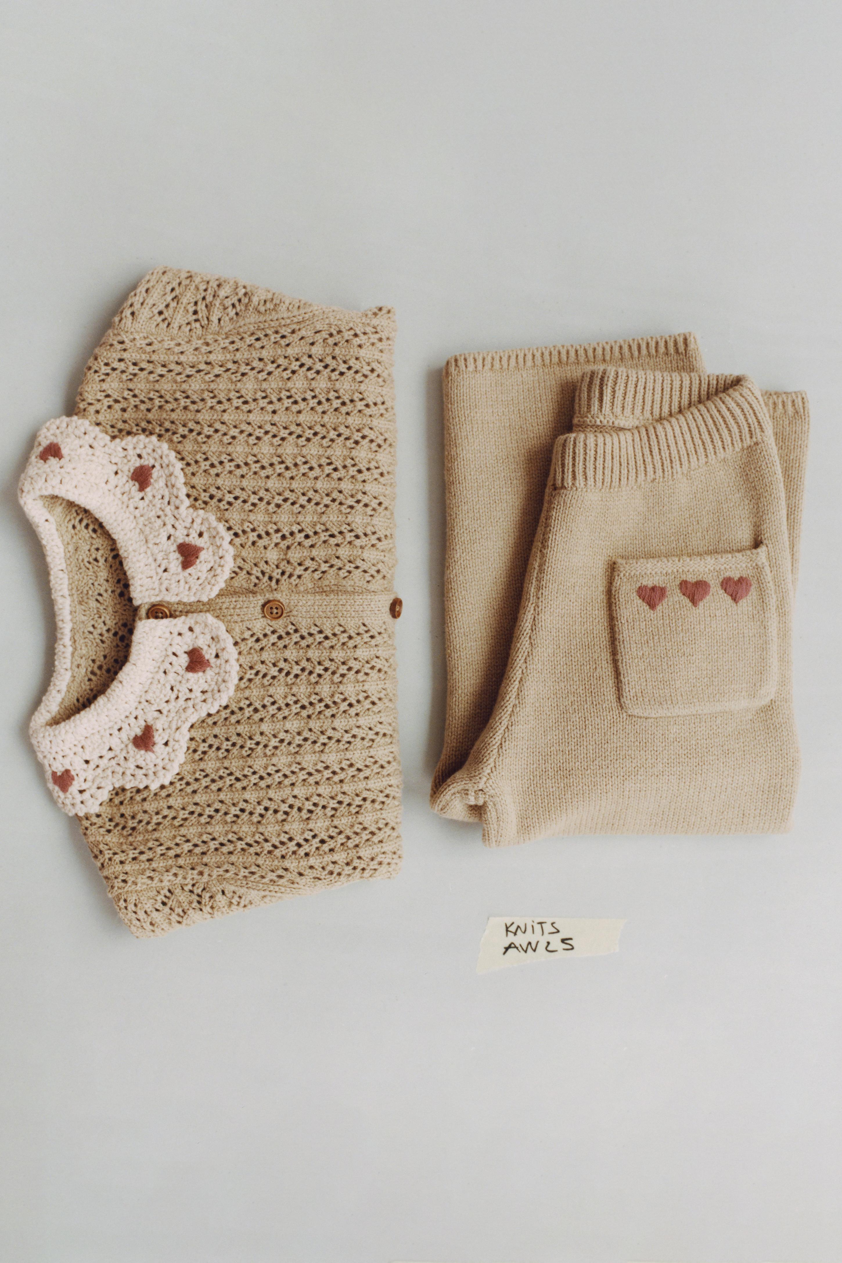 EMBROIDERED HEART KNIT CULOTTES
