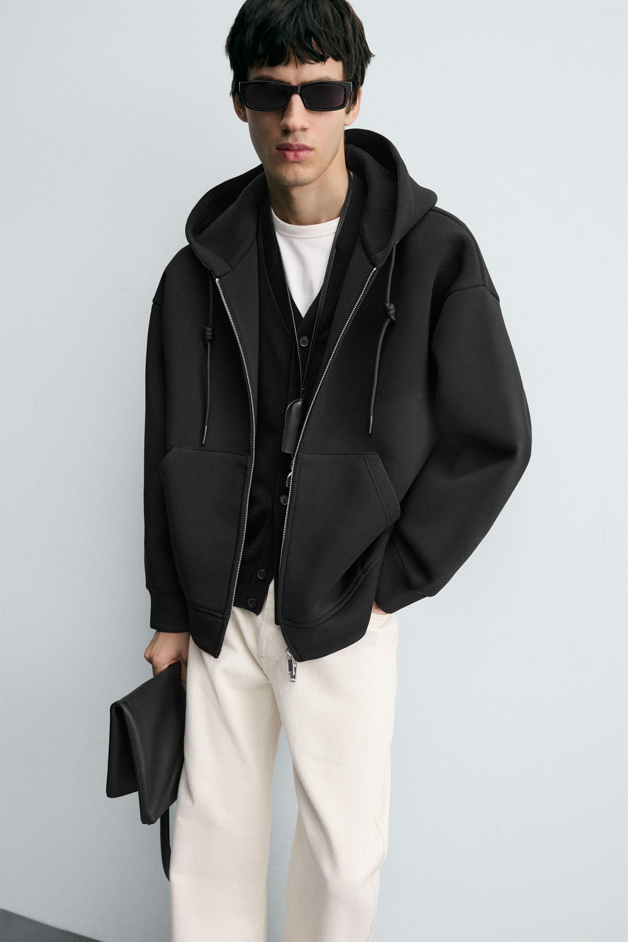 NEOPRENE EFFECT HOODIE SWEATSHIRT