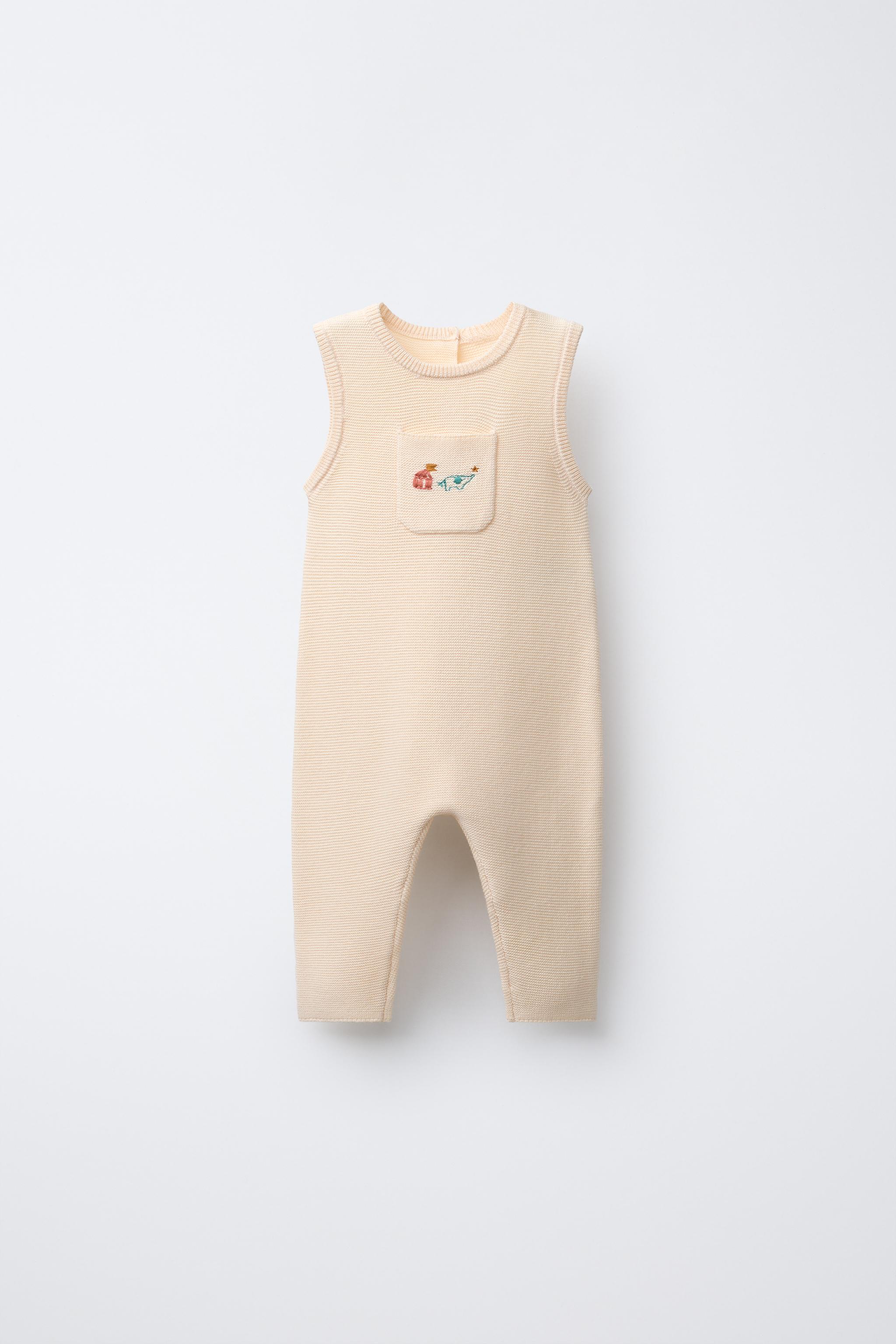 EMBROIDERED ELEPHANT KNIT OVERALLS