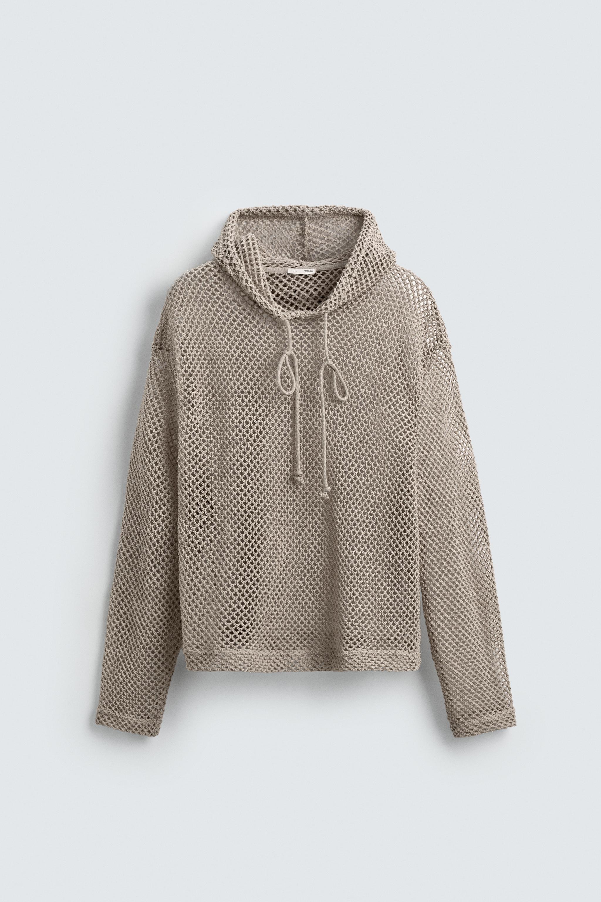 CROCHET TEXTURED SWEATSHIRT