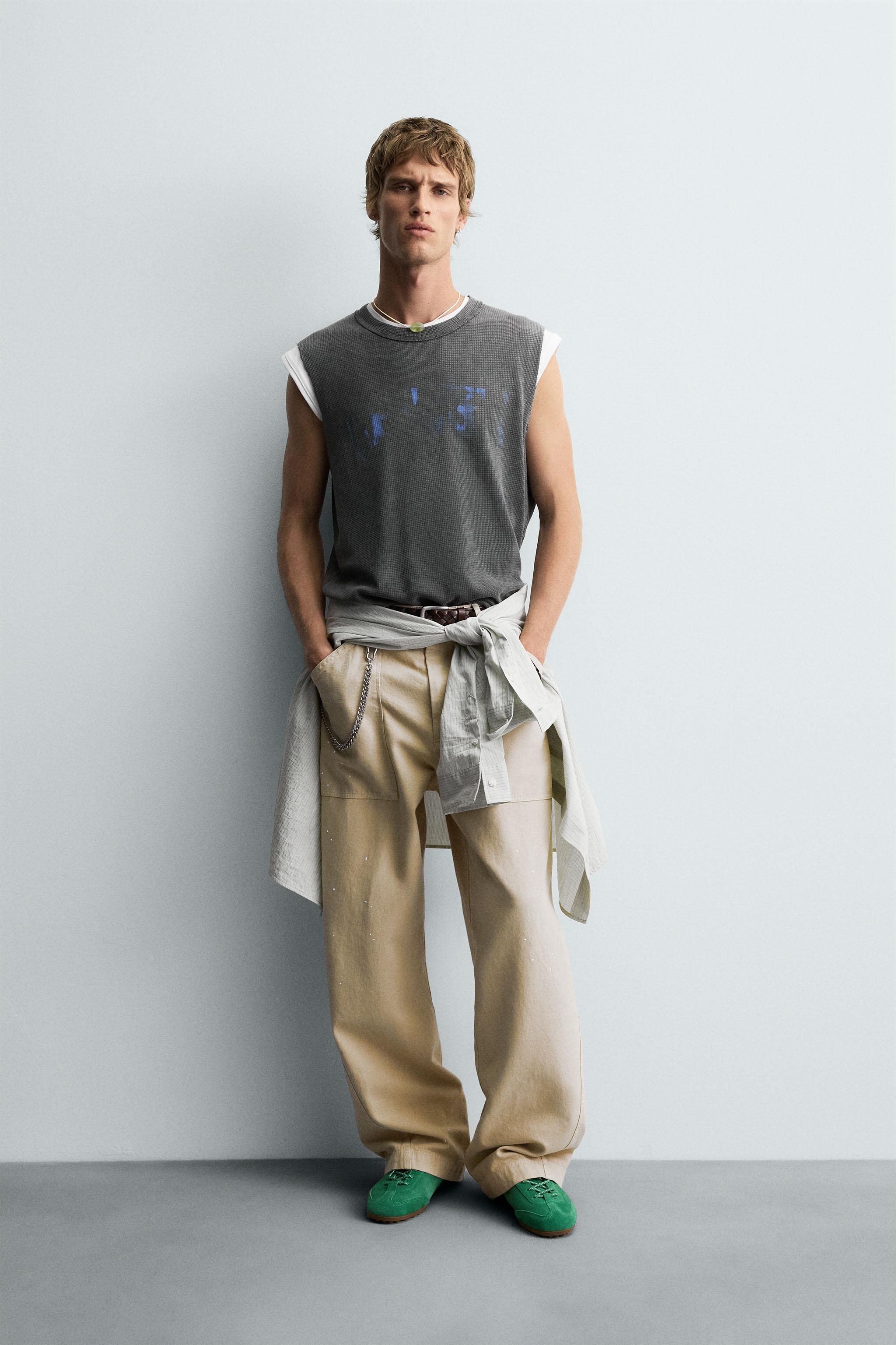 PRINTED WASHED KNIT TANK TOP