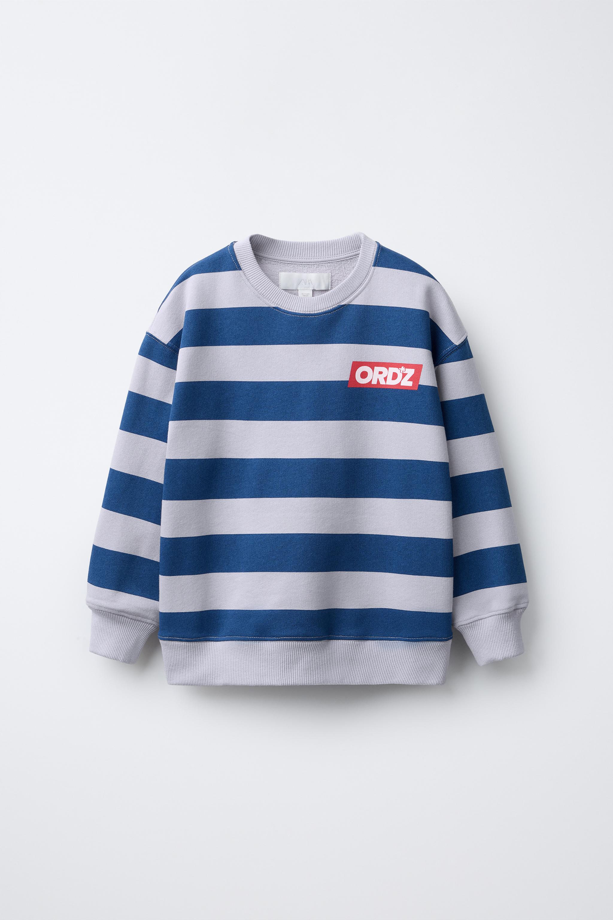 STRIPED TEXT SWEATSHIRT