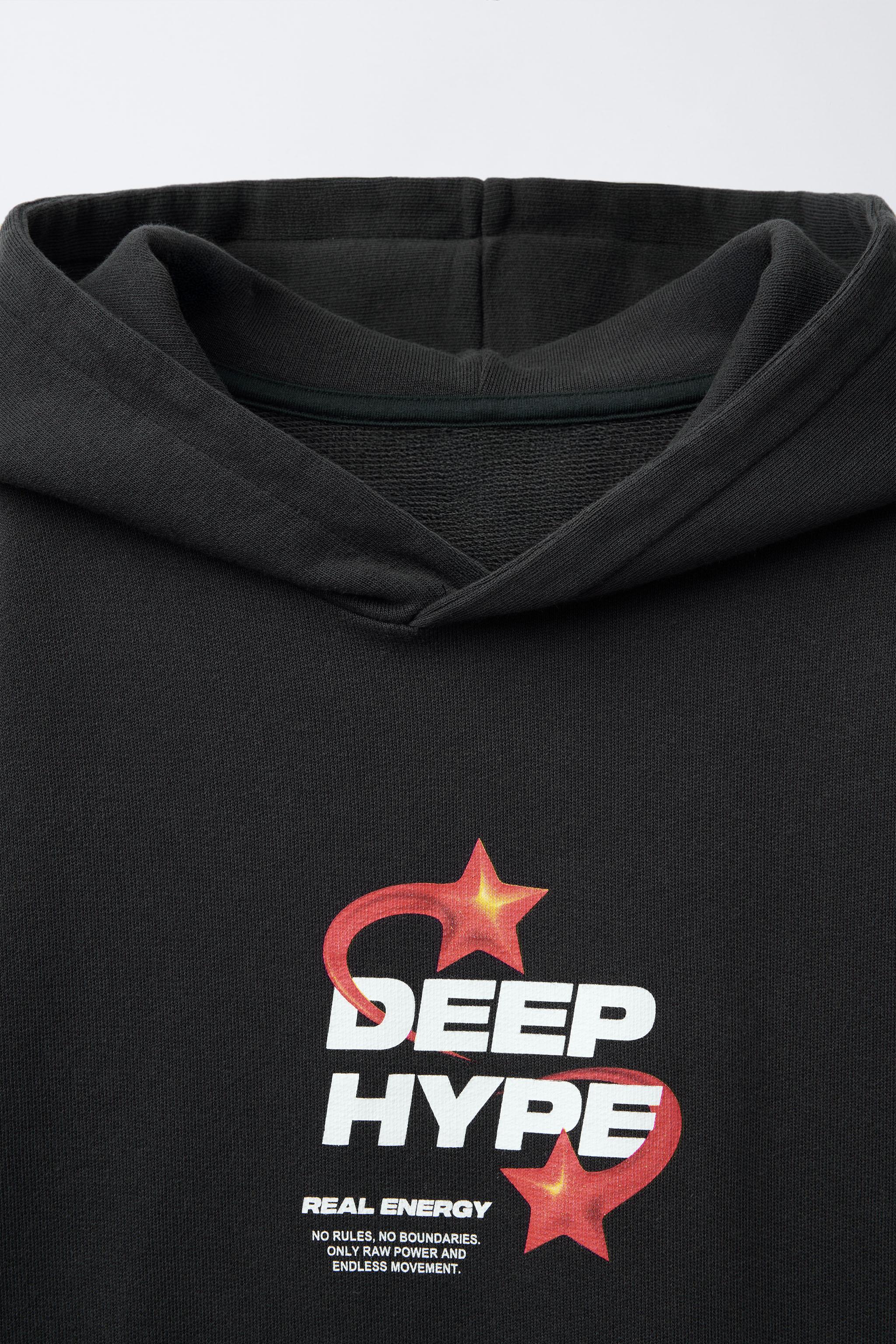 STAR WASHED EFFECT HOODED SWEATSHIRT