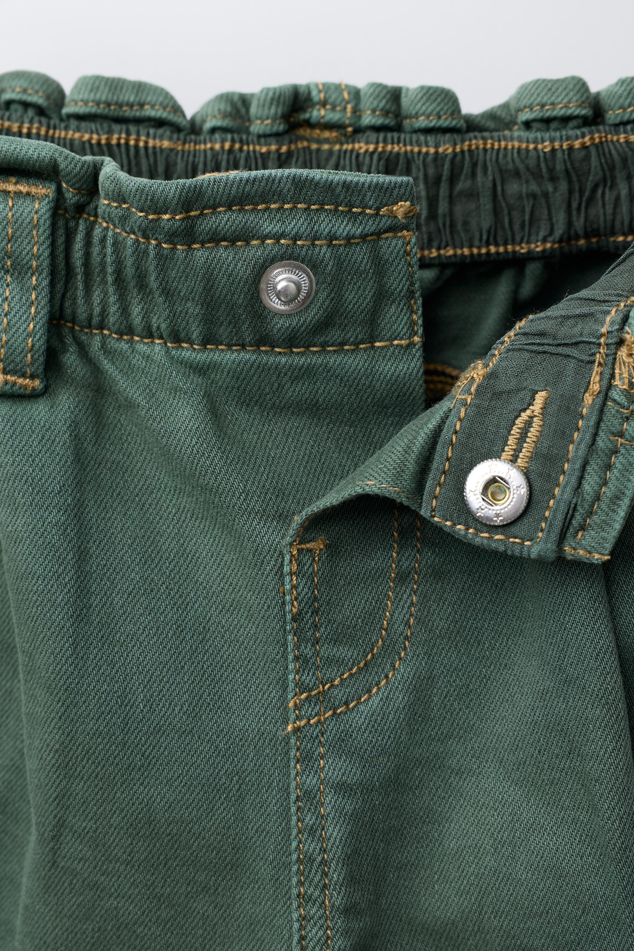 EMBROIDERED FLORAL TWILL BAGGY PANTS