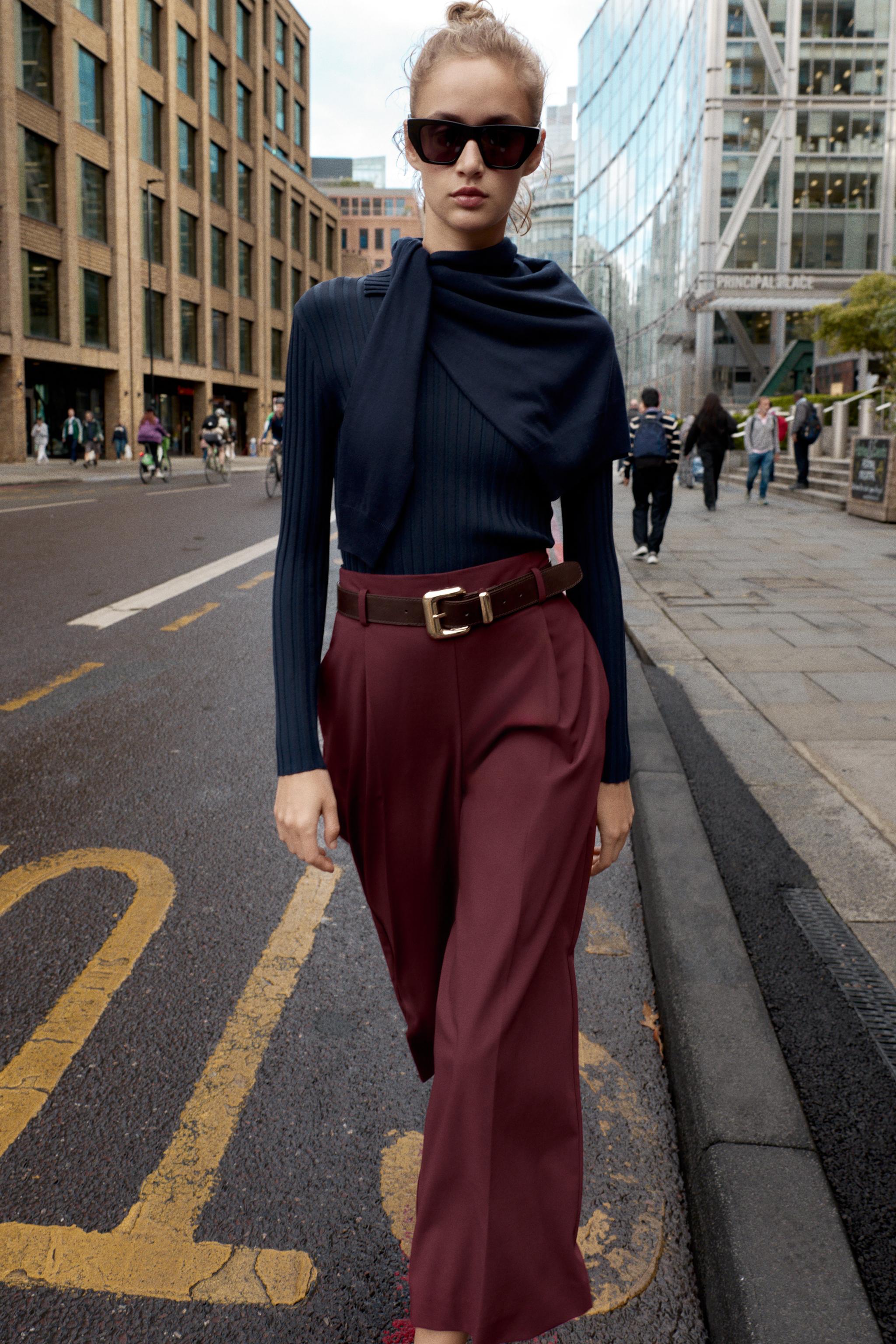 PLEATED BELTED PANTS