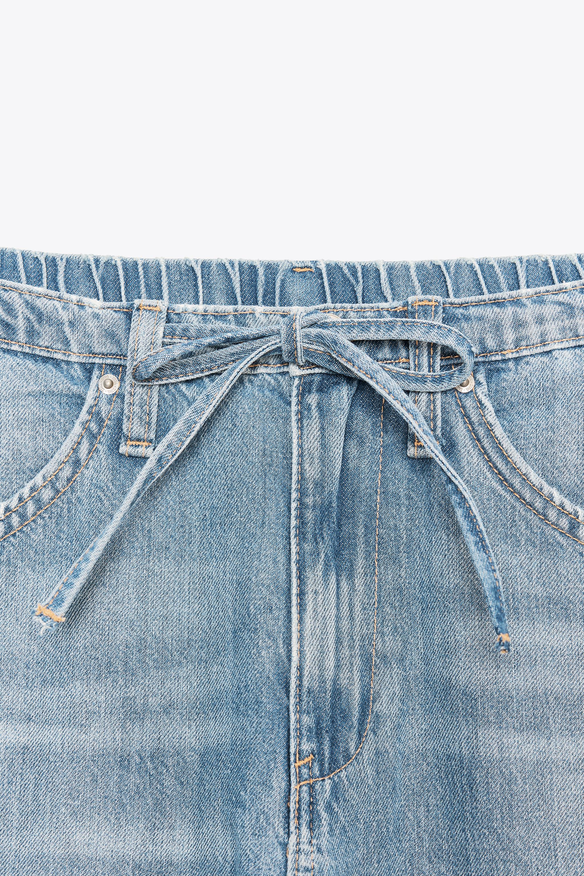 TRF FLOWY DRAWSTRING DENIM PANTS