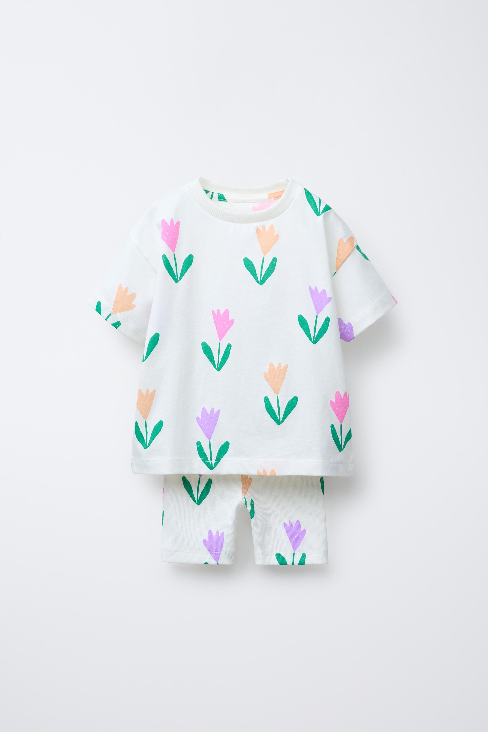 PRINTED JOGGING T-SHIRT AND CYCLING LEGGINGS SET