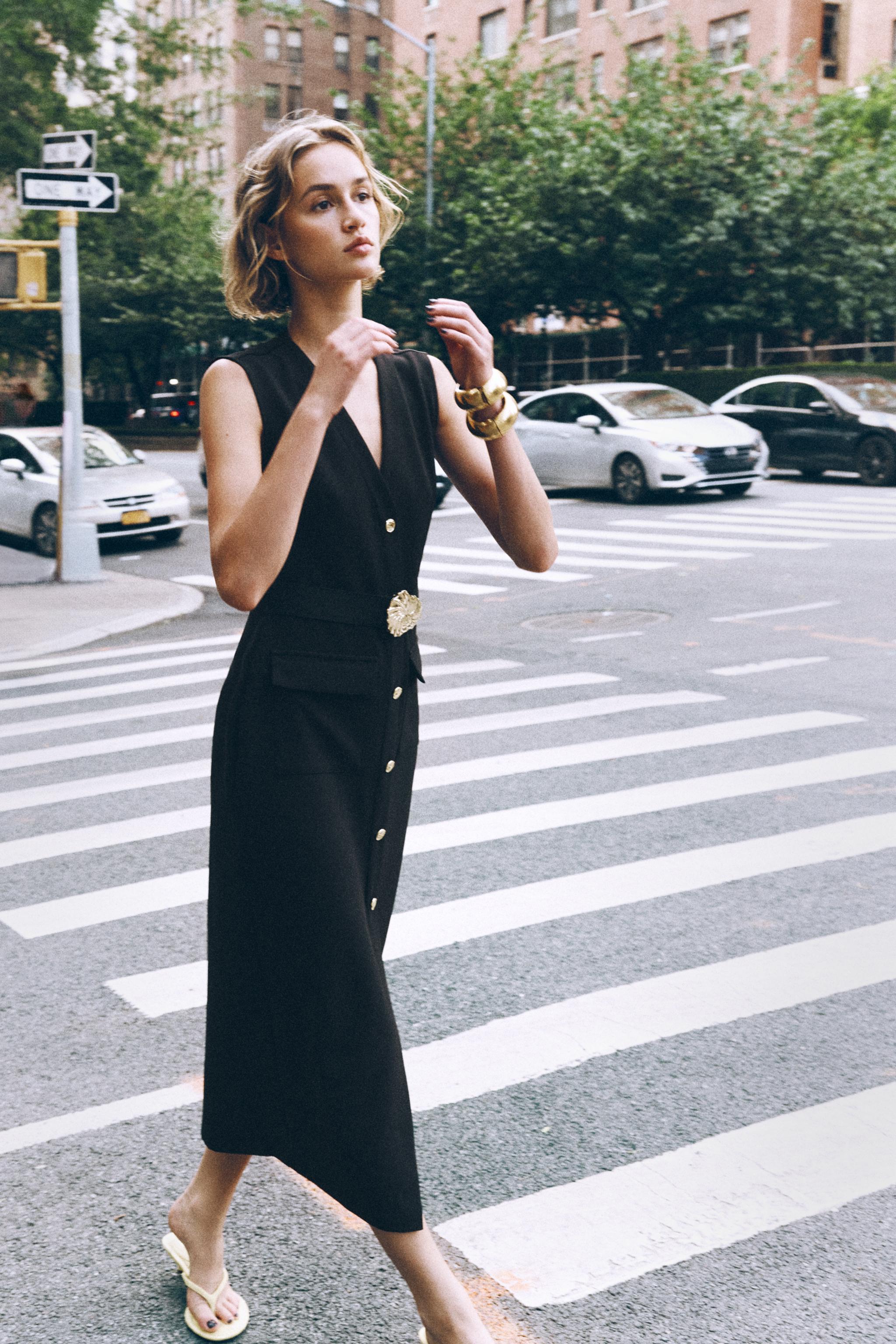 BELTED CREPE MIDI DRESS