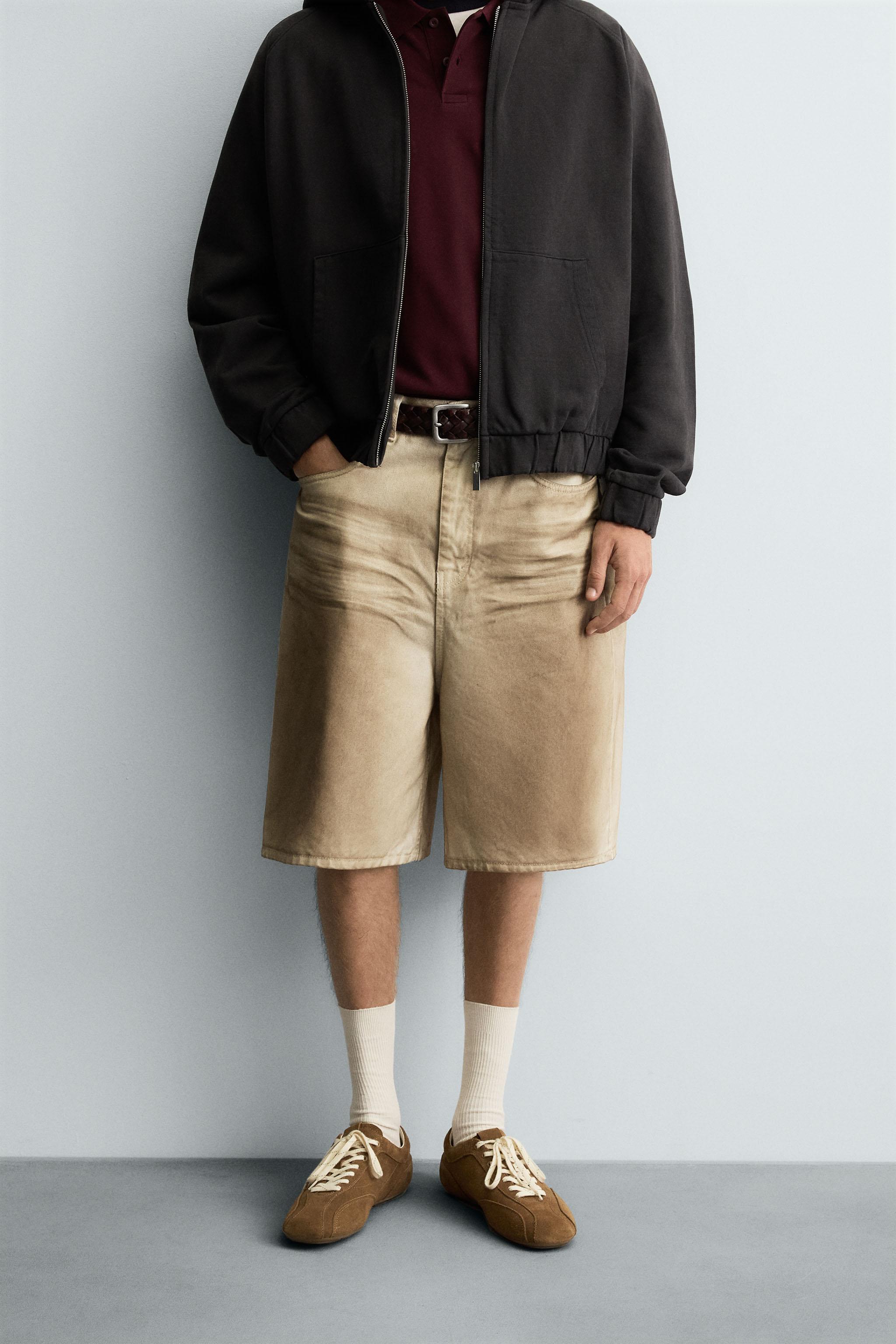 WASHED PRINT BAGGY FIT BERMUDA SHORTS