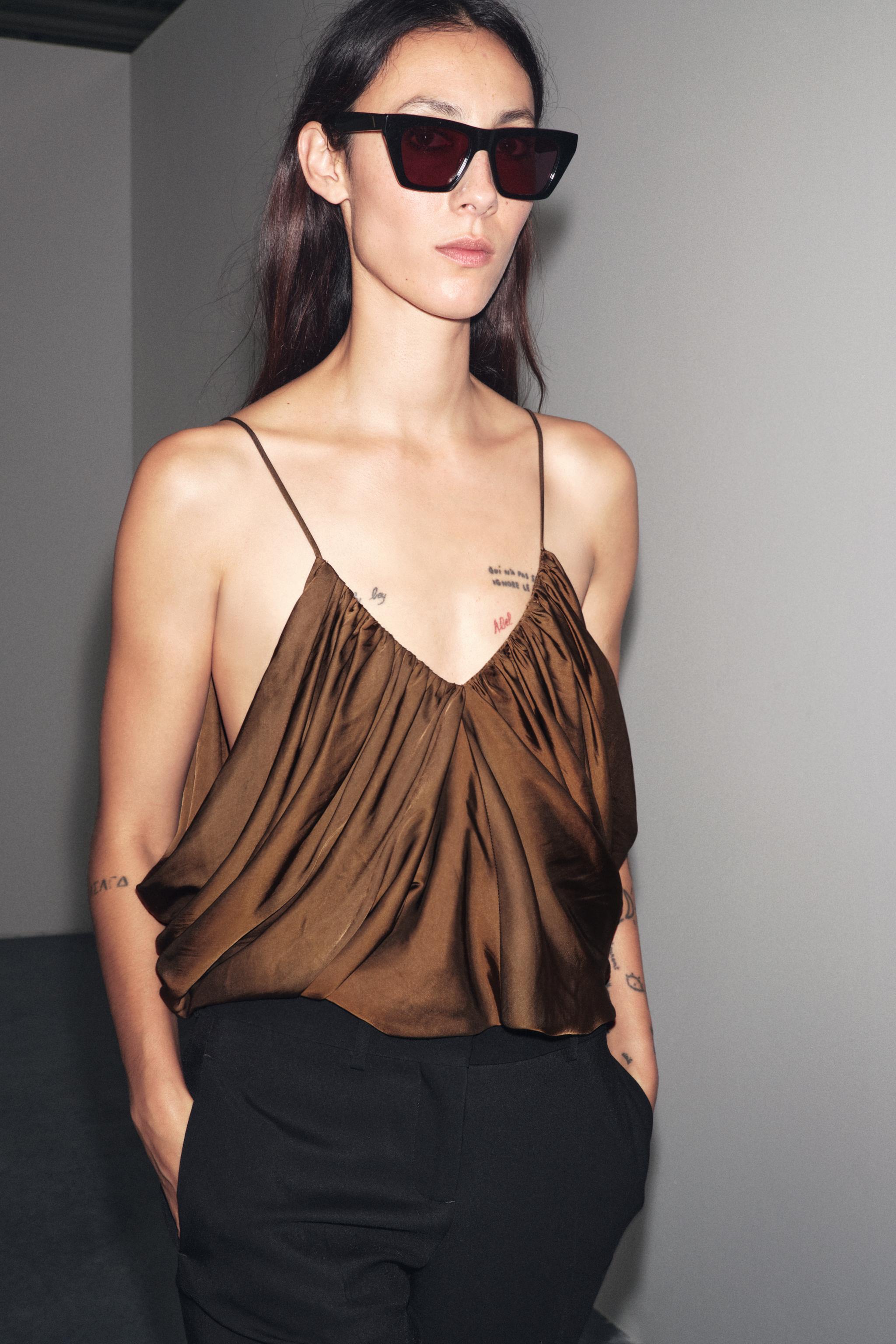 ZW COLLECTION SATIN DRAPED TOP