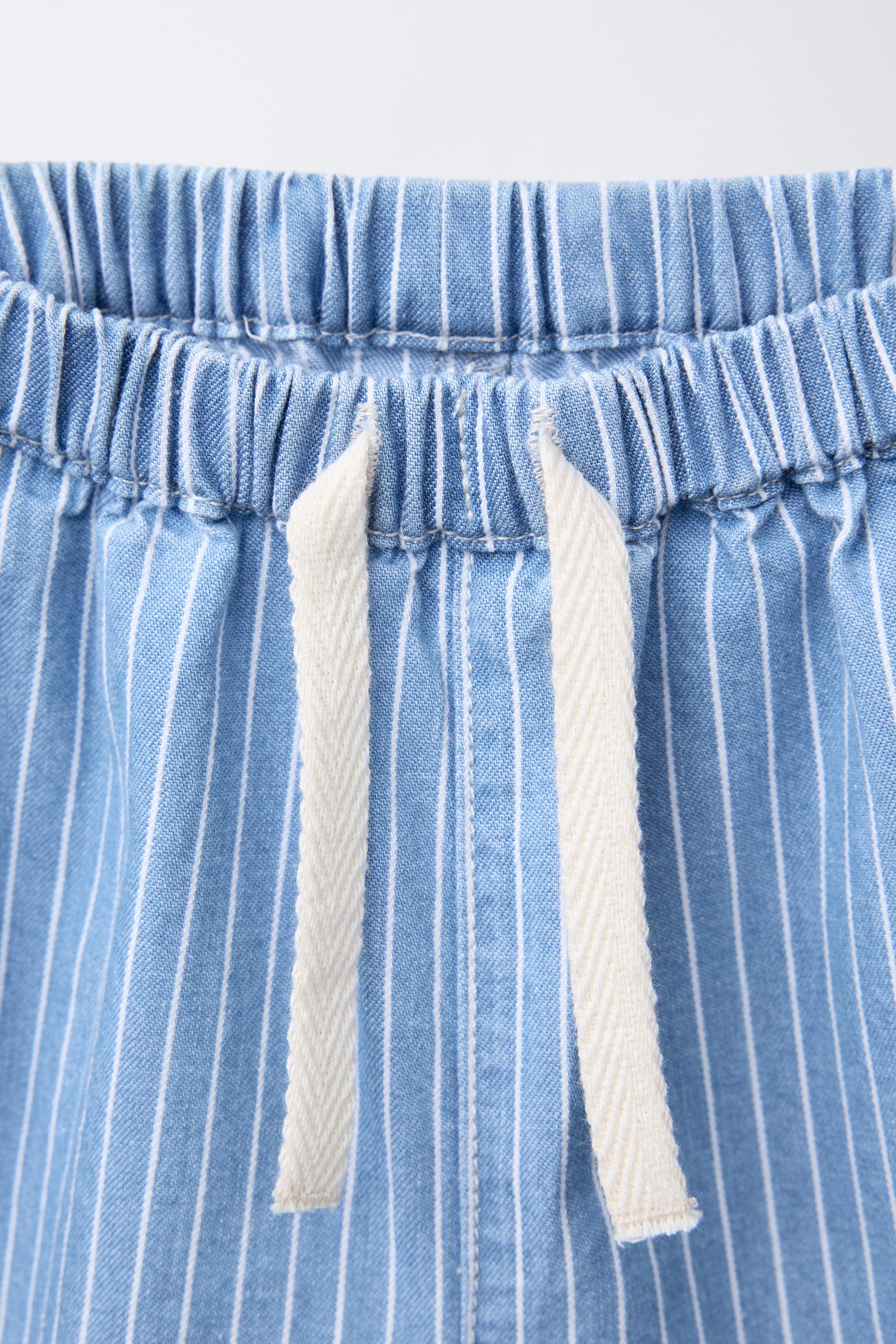 STRIPED DENIM BERMUDA SHORTS
