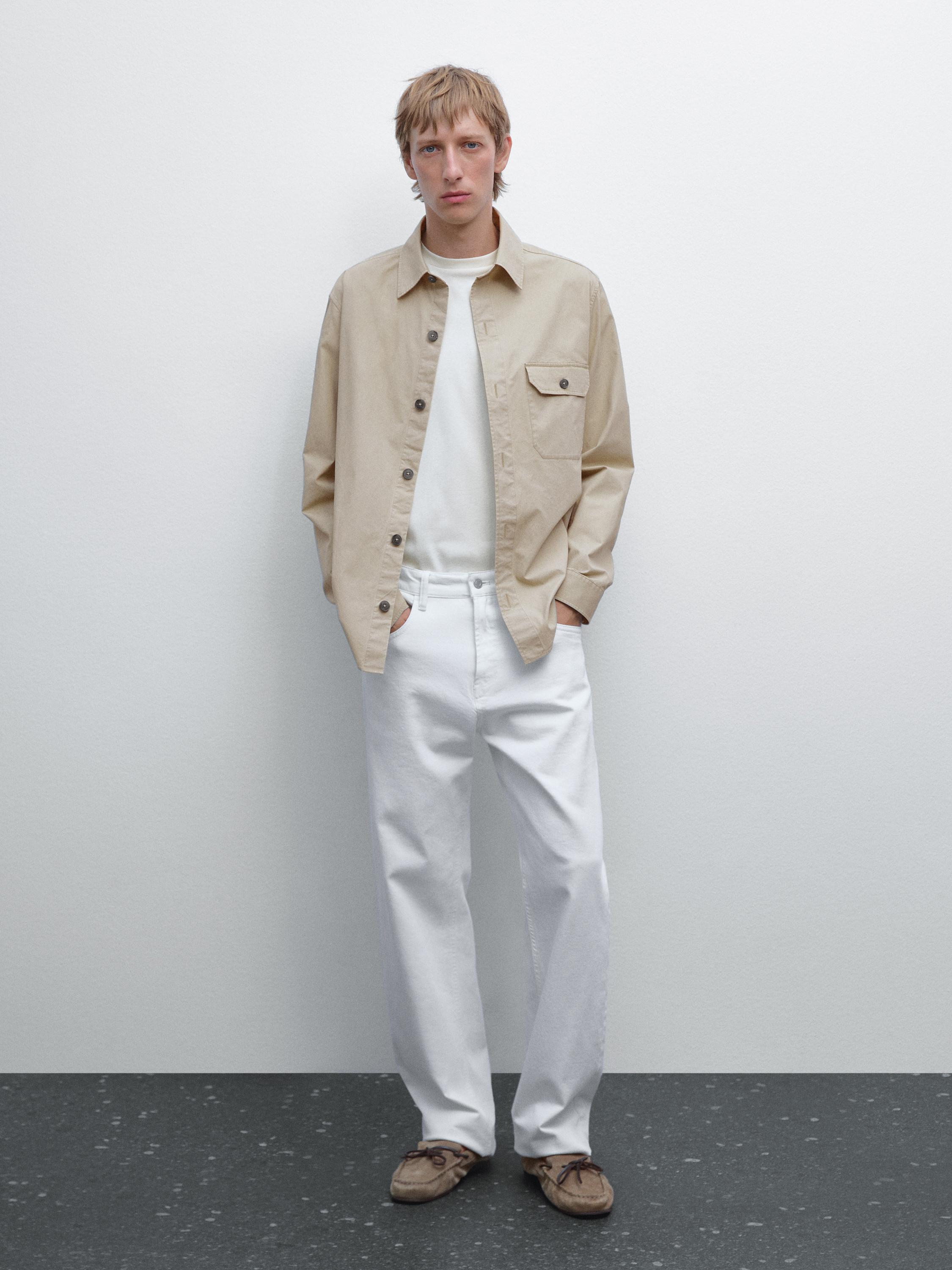 100% cotton overshirt with pocket