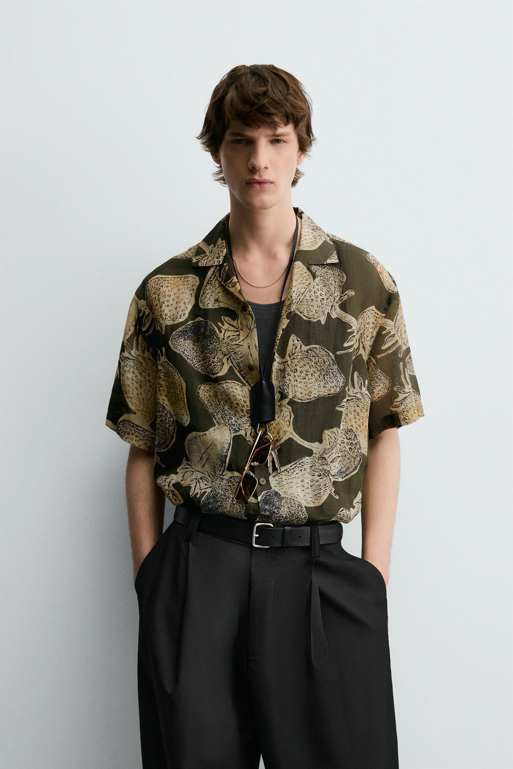 STRAWBERRY PRINT 100% RAMIE SHIRT