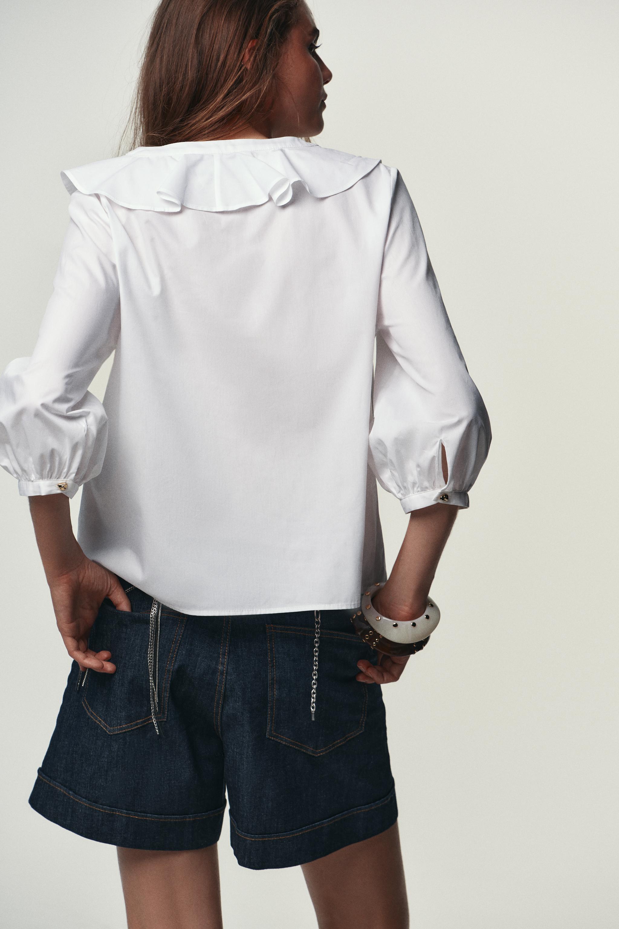 RUFFLED POPLIN SHIRT