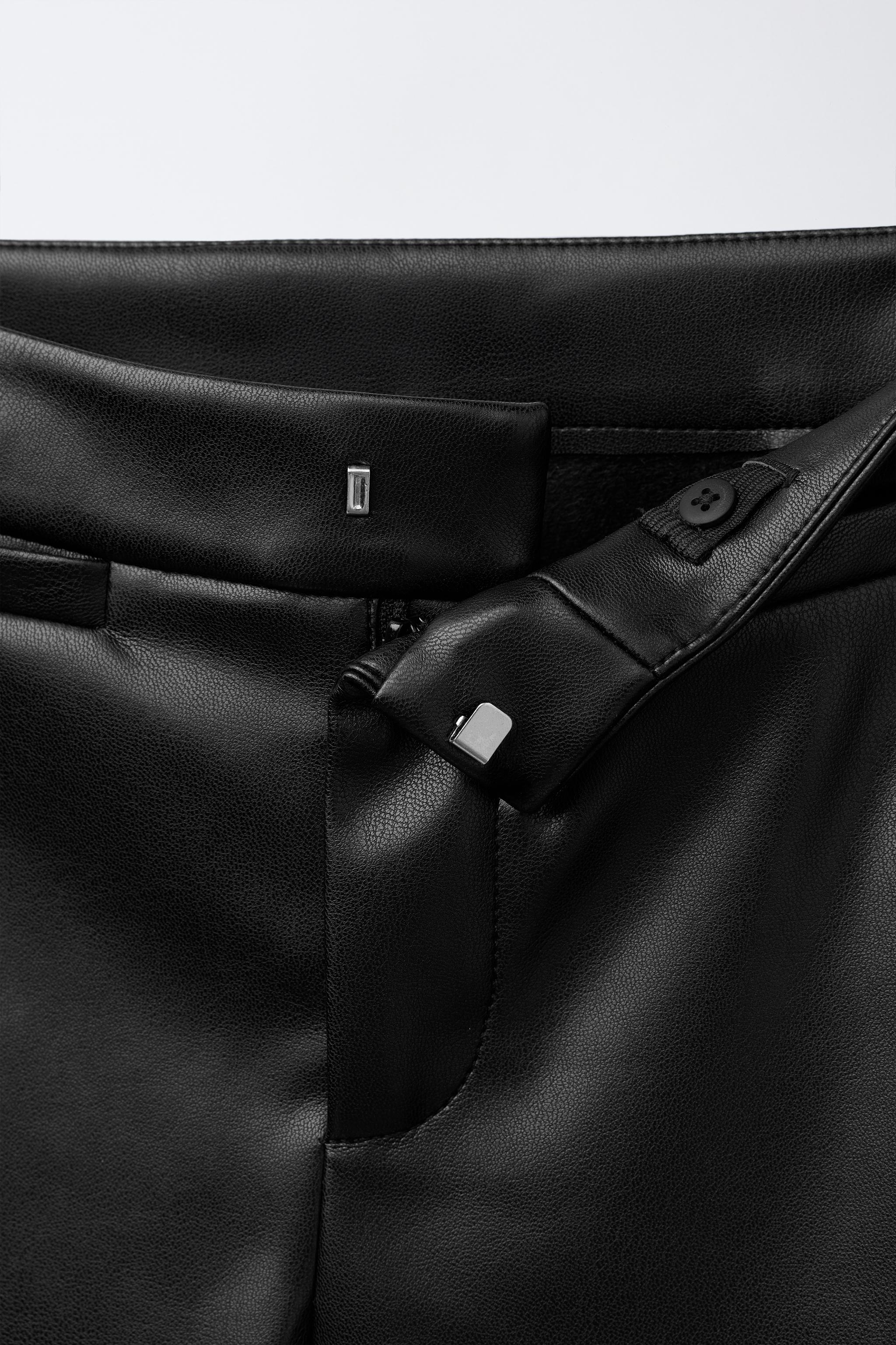 FAUX LEATHER FLARE PANTS