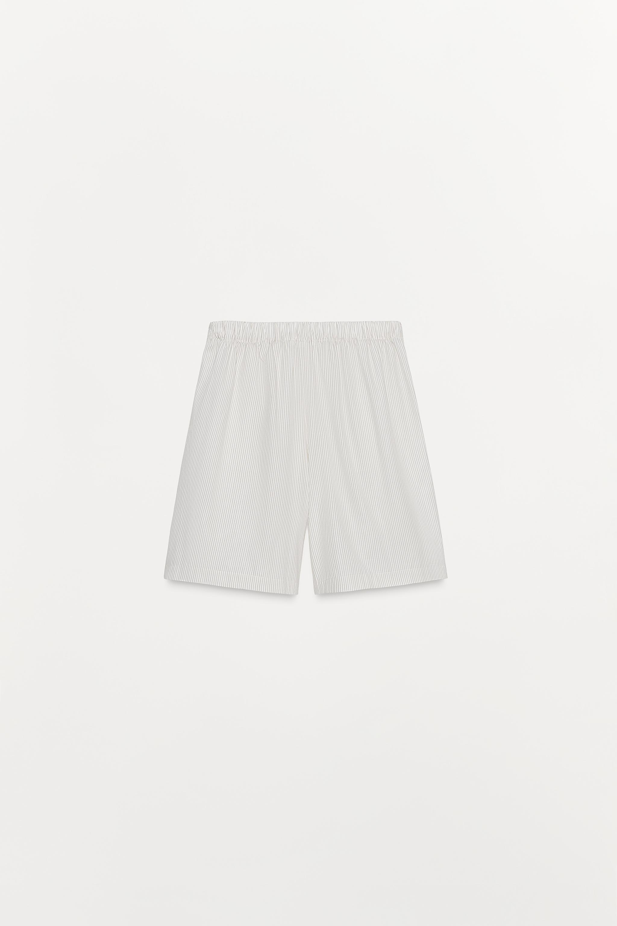 STRIPED POPLIN BERMUDA SHORTS