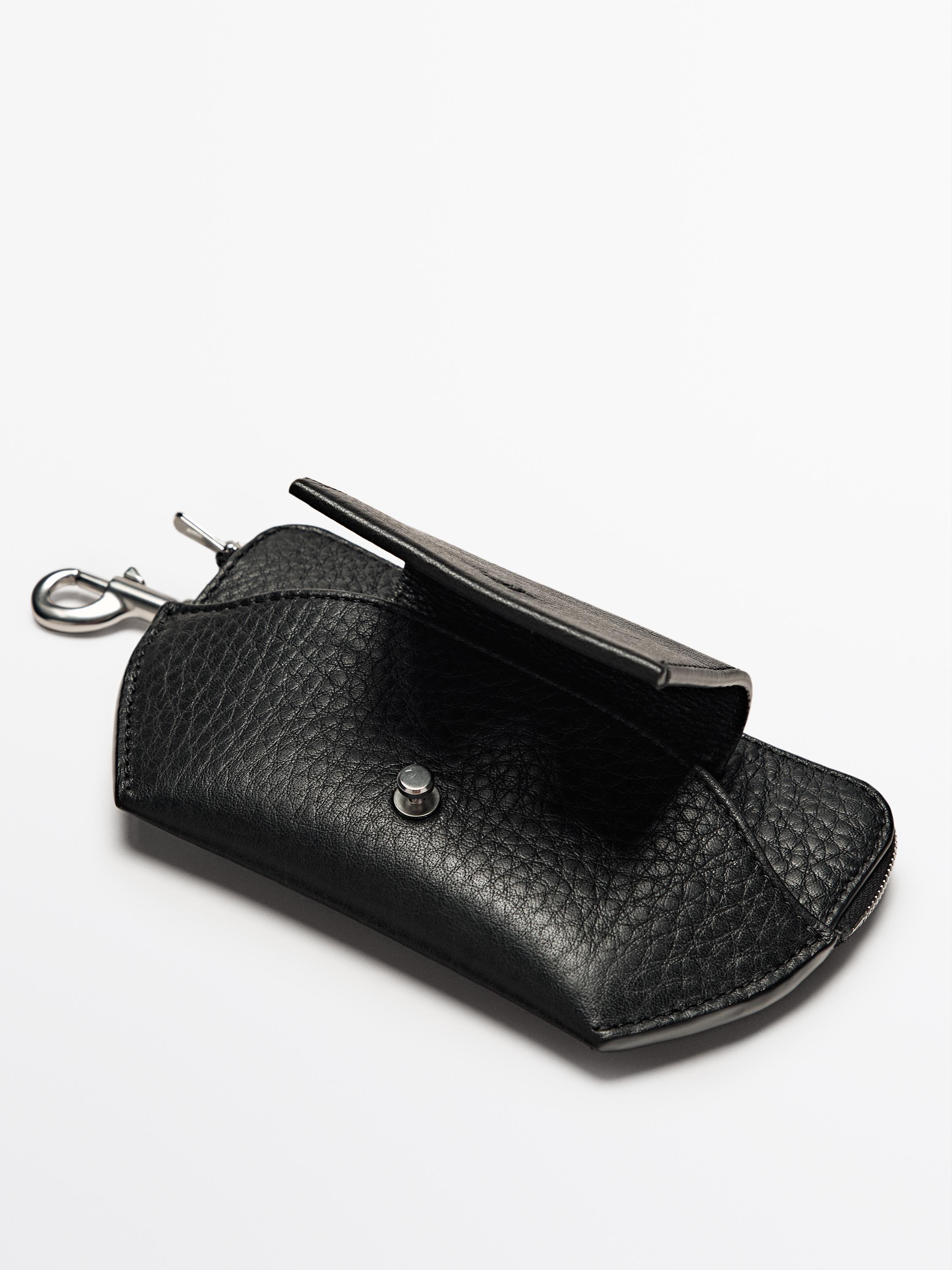 Nappa crossbody glasses case with purse