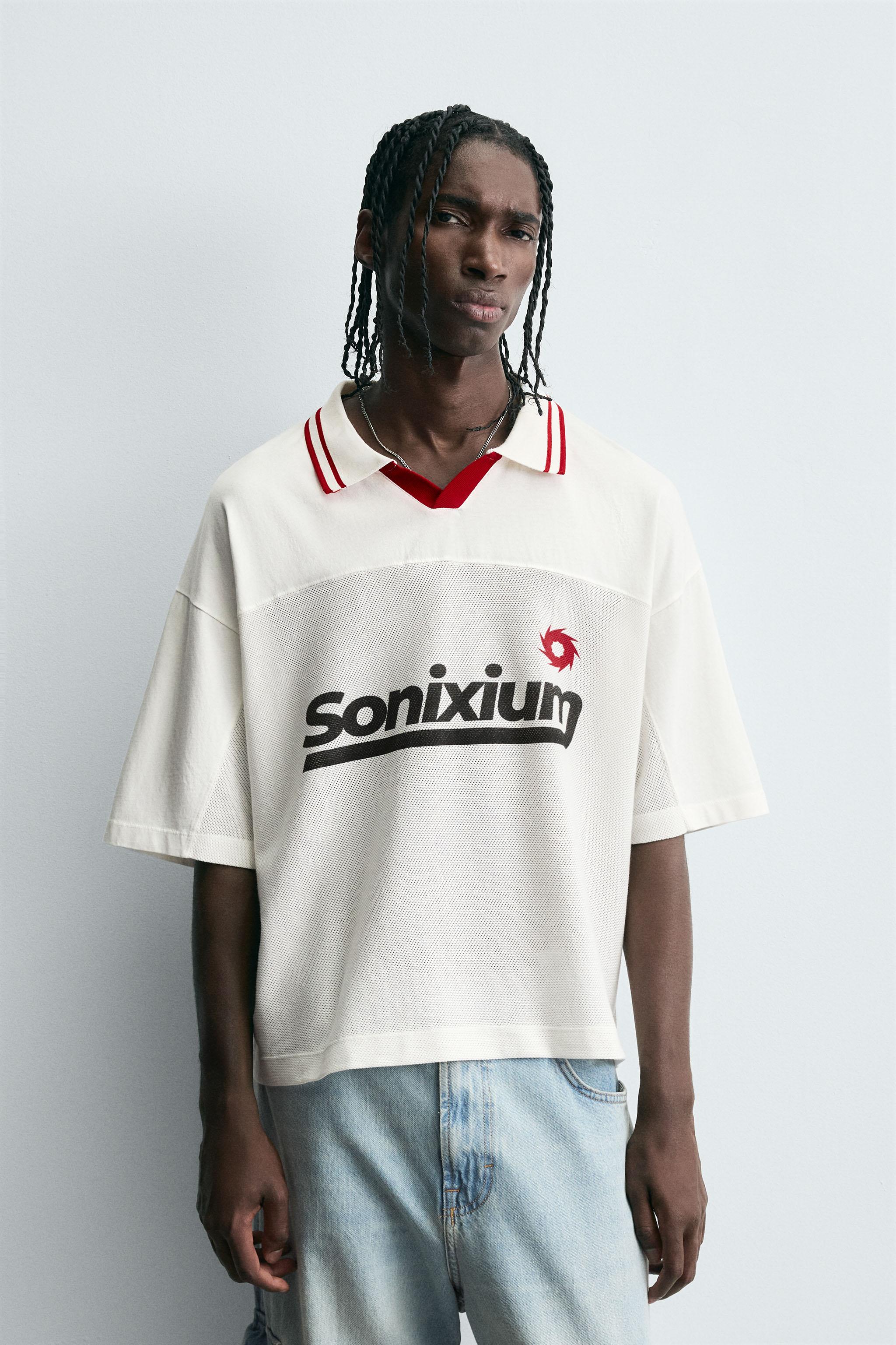 RETRO SOCCER PRINT POLO SHIRT