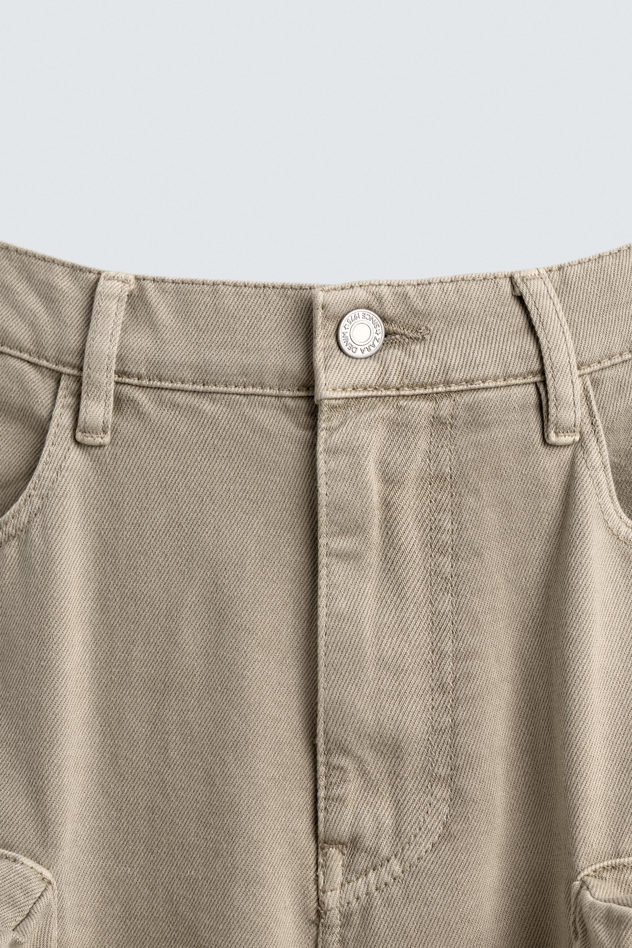 DENIM CARGO PANTS WITH POCKETS