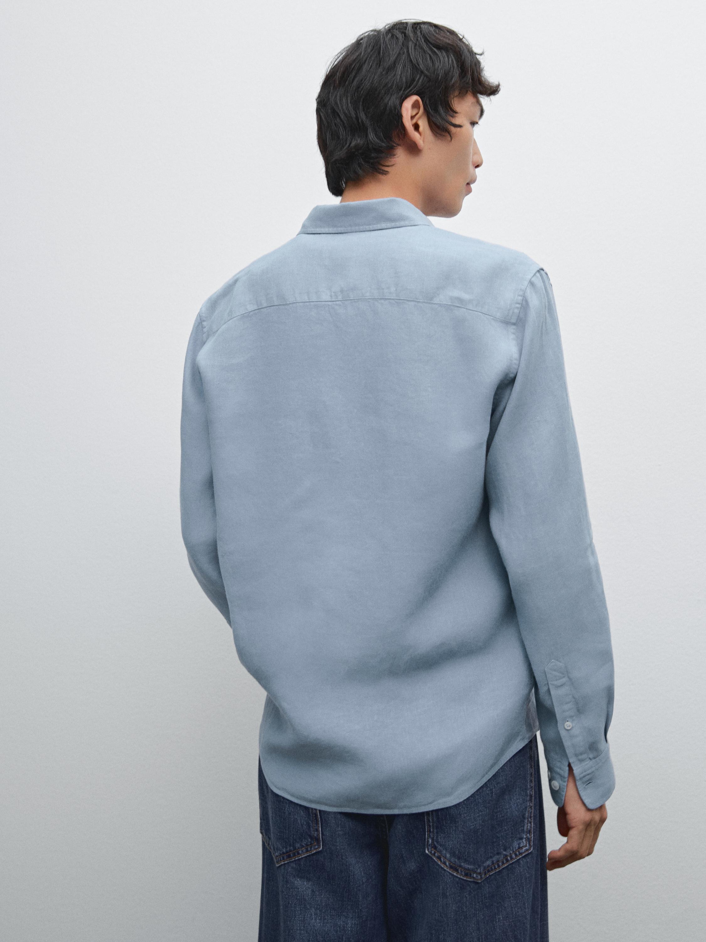 Slim fit linen blend shirt