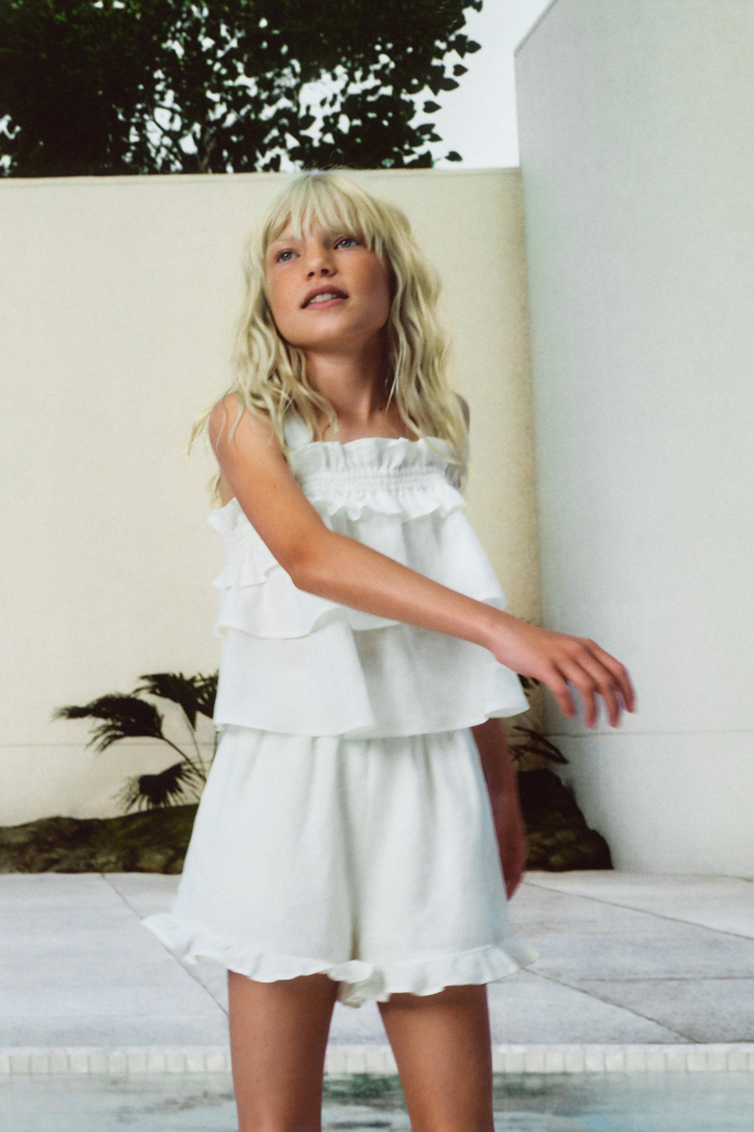 100% LINEN RUFFLED SKORT