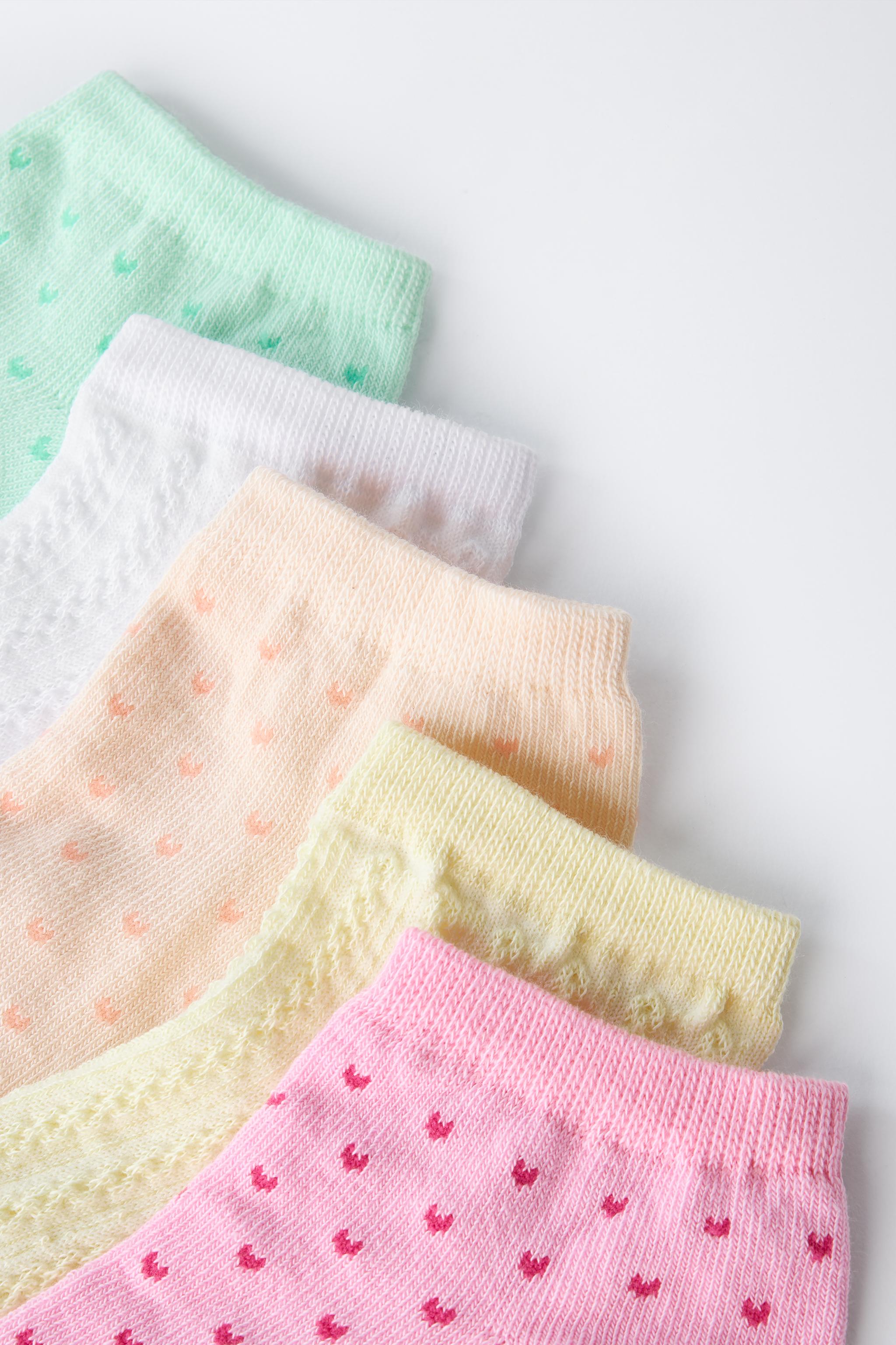 FIVE-PACK OF SHORT SOCKS WITH HEARTS AND TEXTURE