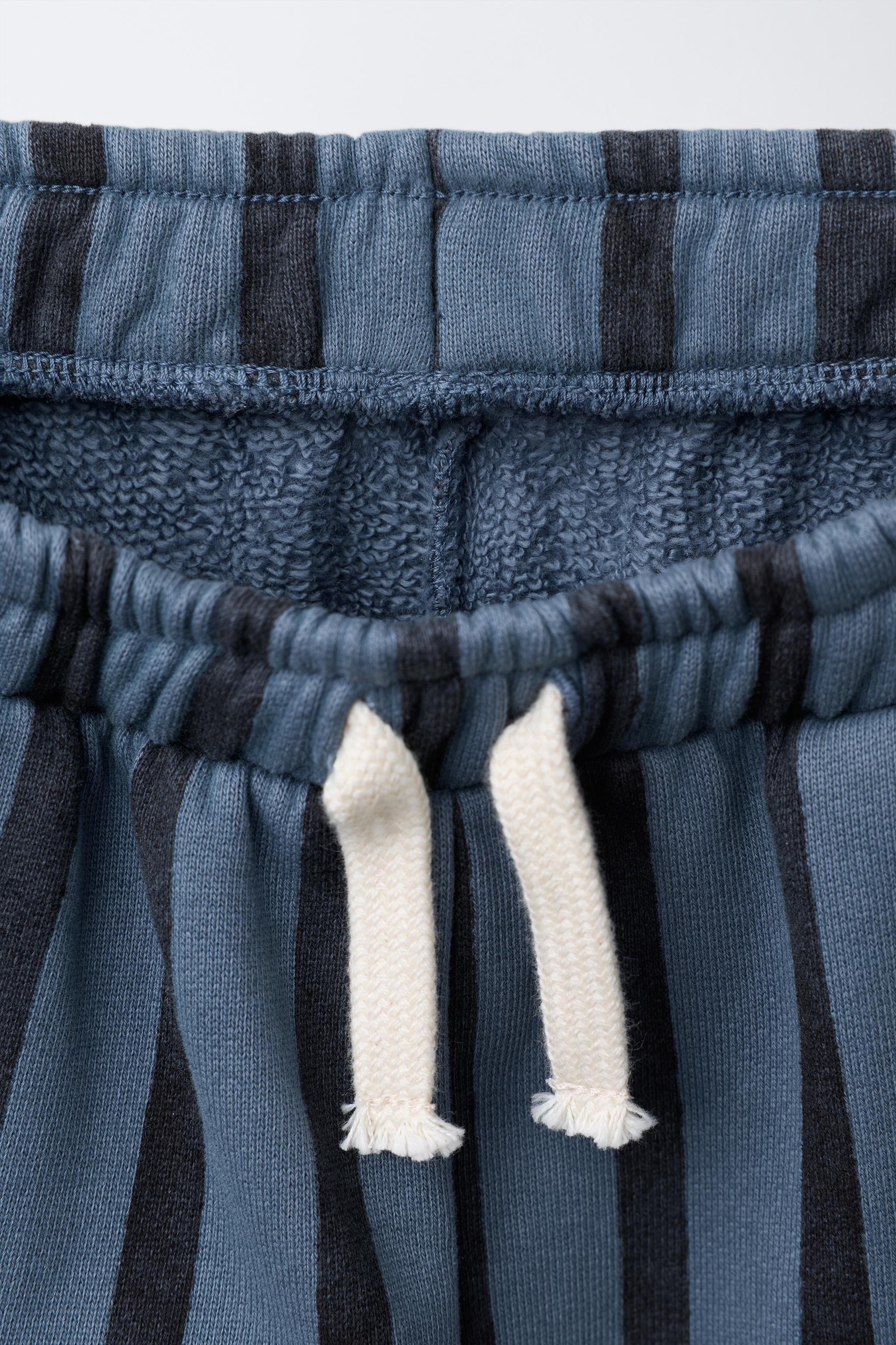 STRIPED BAGGY PLUSH PANTS